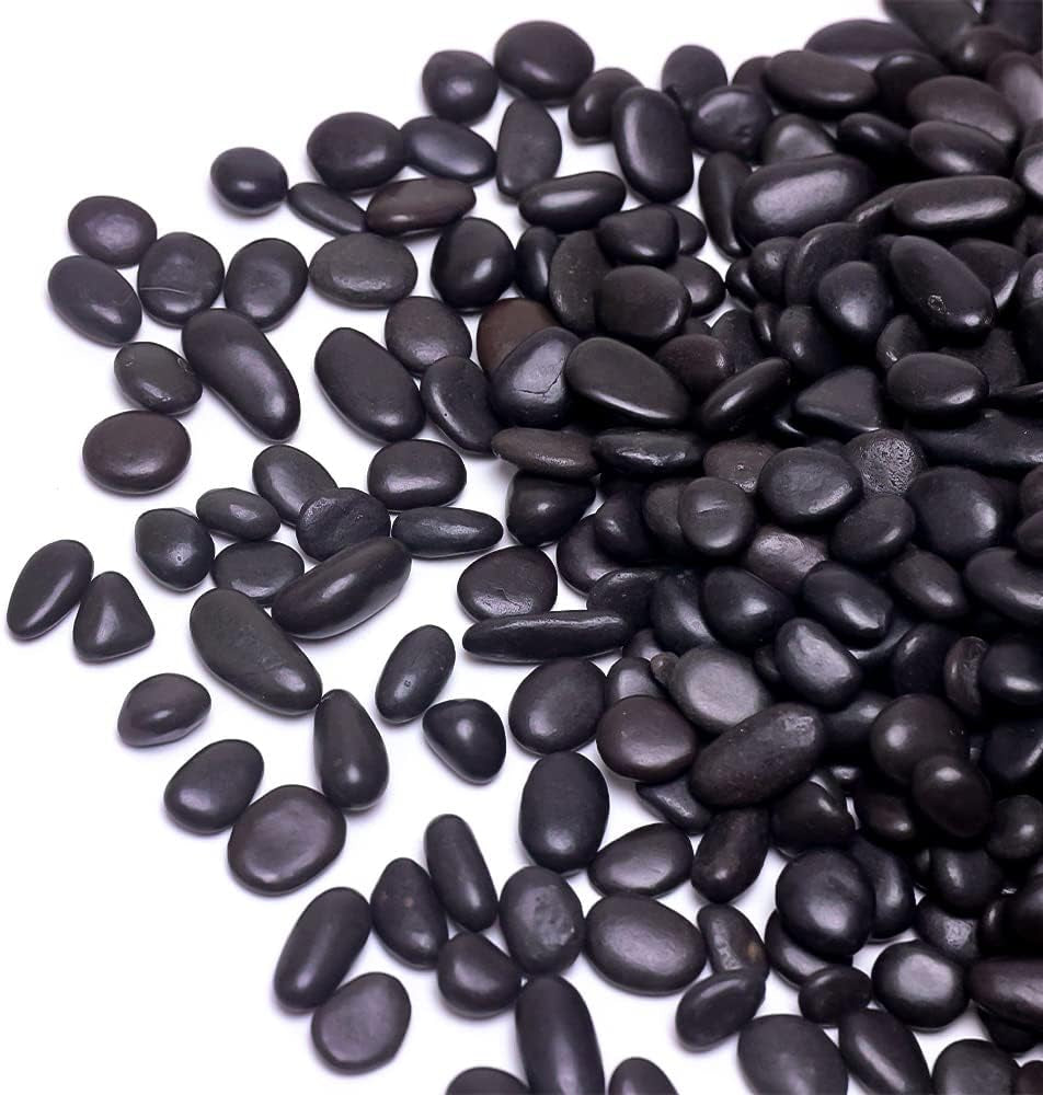 Aquarium Decorations Gravels Fish Tank Decor Black River Rocks Gravel for Plants Garden Rocks Vase Filler Potting Soil Aquarium Substrate Obsidian Decorative Plants 1.1Lb(0.5-1Inch)