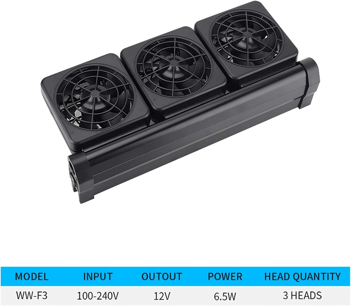 Aquarium Chillers, Fish Tank Cooling Fan System 3-Head Wind Power and Angle Adjustable Clip on Chiller, 2 Gears for Control (3-Head)