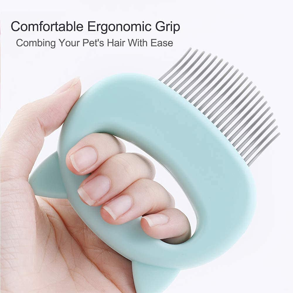 Cat Comb Massager Pet Hair Removal Massage Shell Comb Massage Tool (Blue)