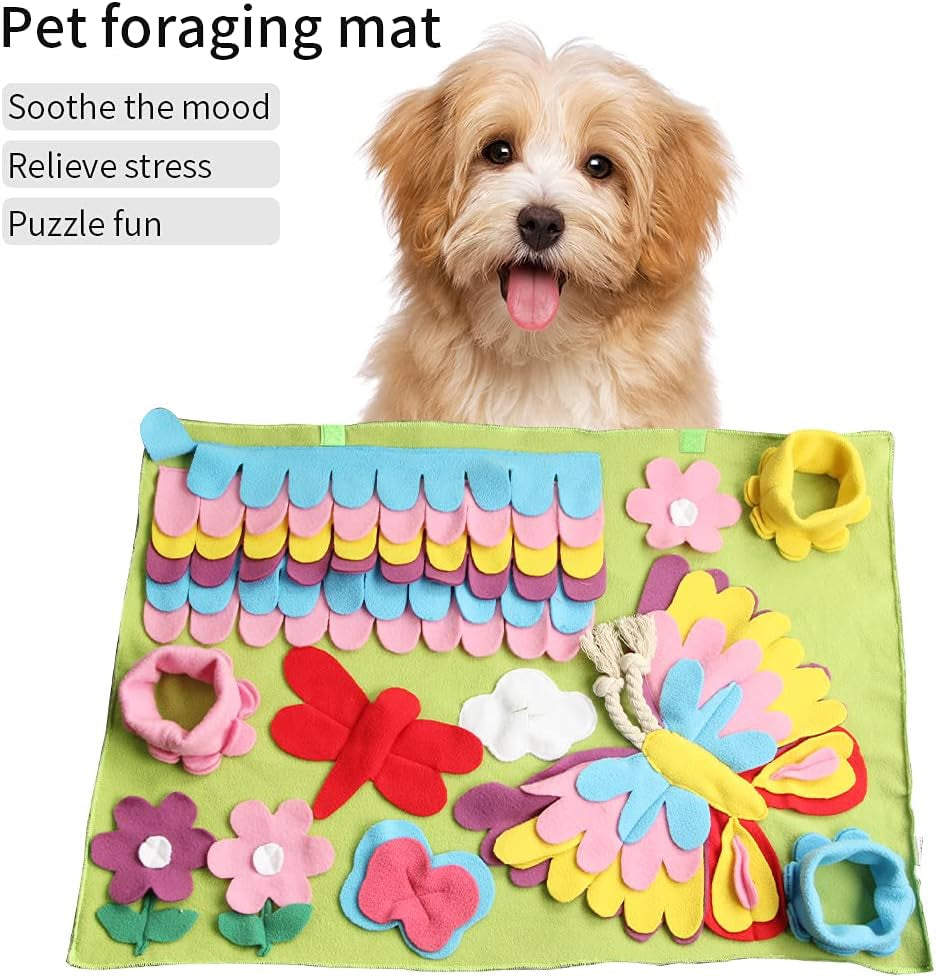 Snuffle Mat Dogs, Slow Feeding Mat for Dogs Durable Training Pad Puzzle Toy for Stress Release,Butterfly