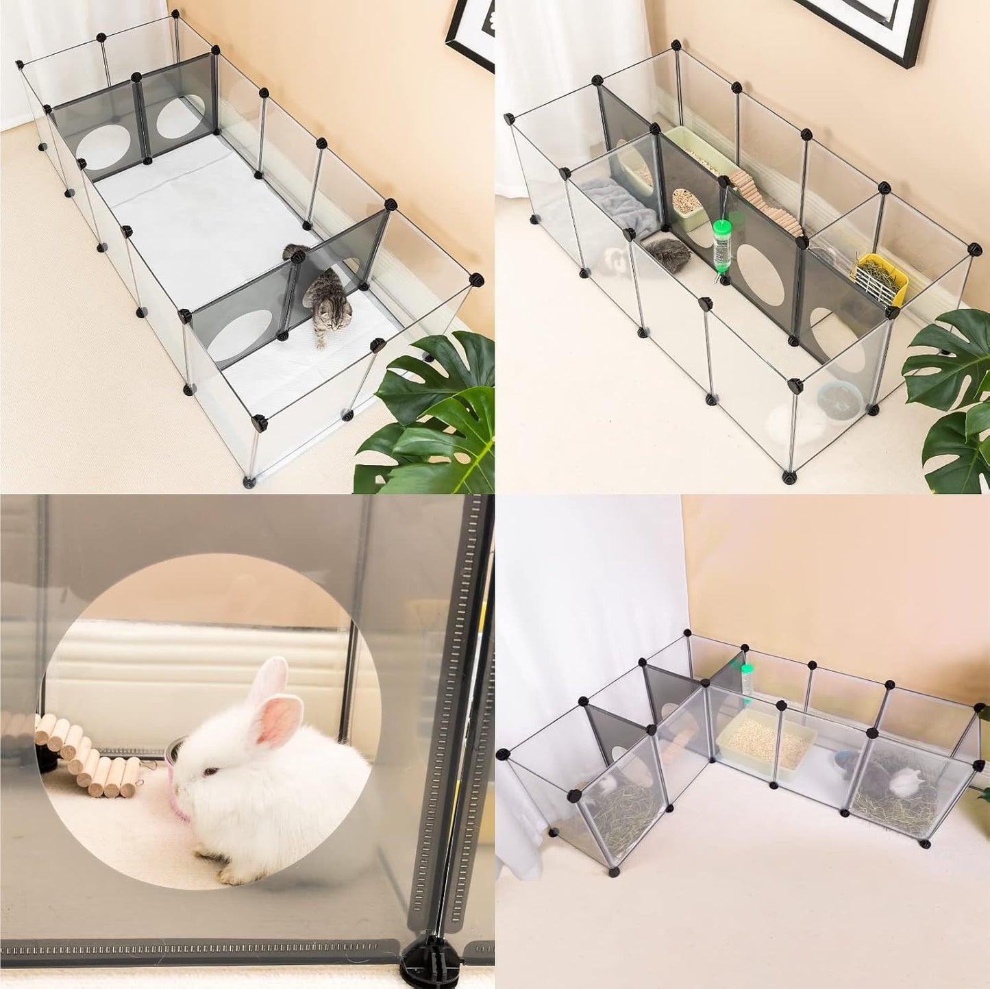 Rabbit Playpen, Guinea Pig Cages, Hamster Cages, Interesting Game Holes Design for Small Animal, Bunny, Ferret, Hedgehog, DIY, Expanded, Portable, Exercise Fence, 61.4 X 25.4 X 16.4 Inches