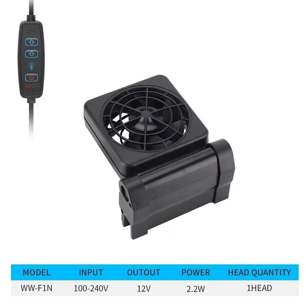Fish Tank Fan Silent Adjustable 8-Speed Wind Speed Automatic Temperature Control Water Cooled Fish Tank Fan Aquarium Accessories