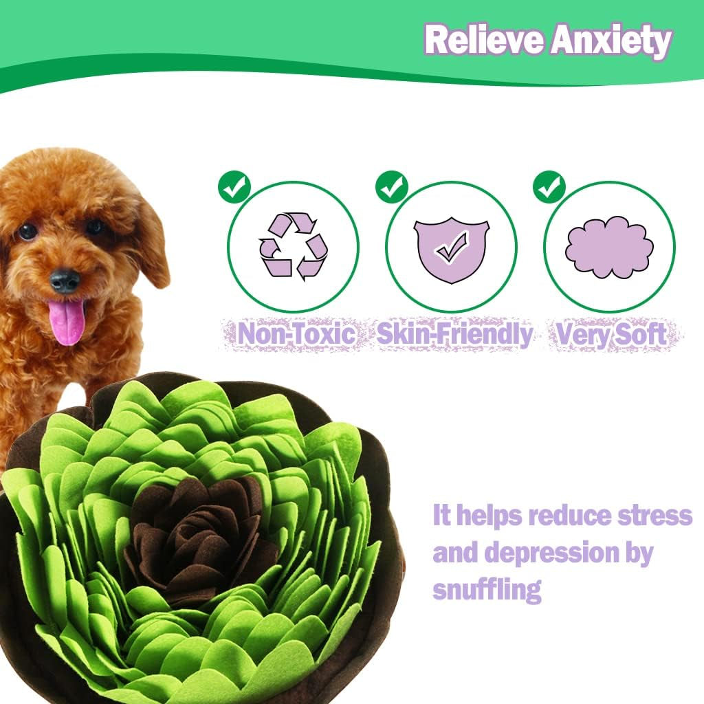 Dog Slow Feeding Mat, Pet Snuffle Mat for Dogs Training Foraging Sniffing Pad Interactive Feed Toy for Cats Dogs Portable Travel Use for Stress Release,Light Green