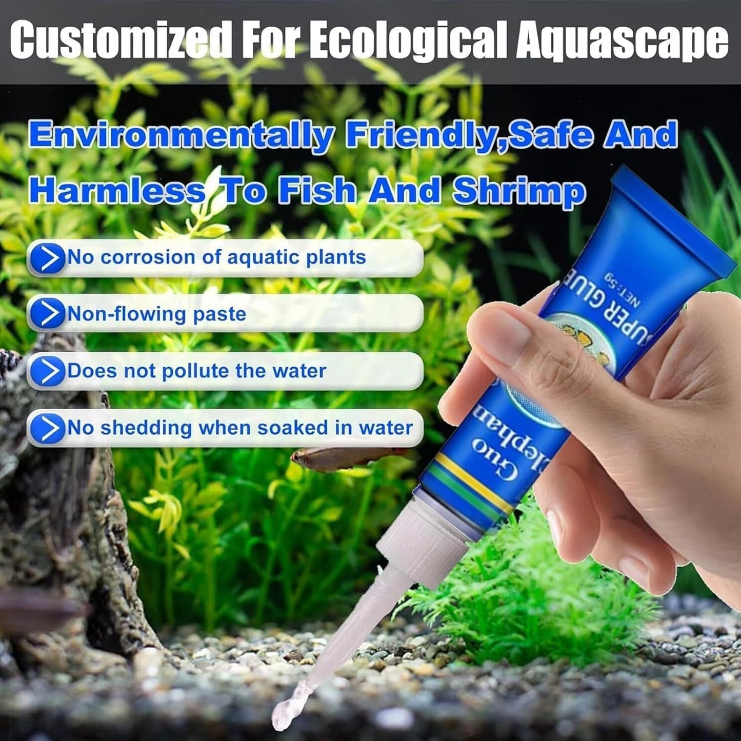 Aquarium Glue,2 Pcs Safe and Quick-Drying Aquascape Water Plant Glue for Corals Aquascaping Instant Glue for Plants, Moss, Coral, Stone, Wood,Coral, Non-Toxic, Fresh and Salt Water-Multiple Color