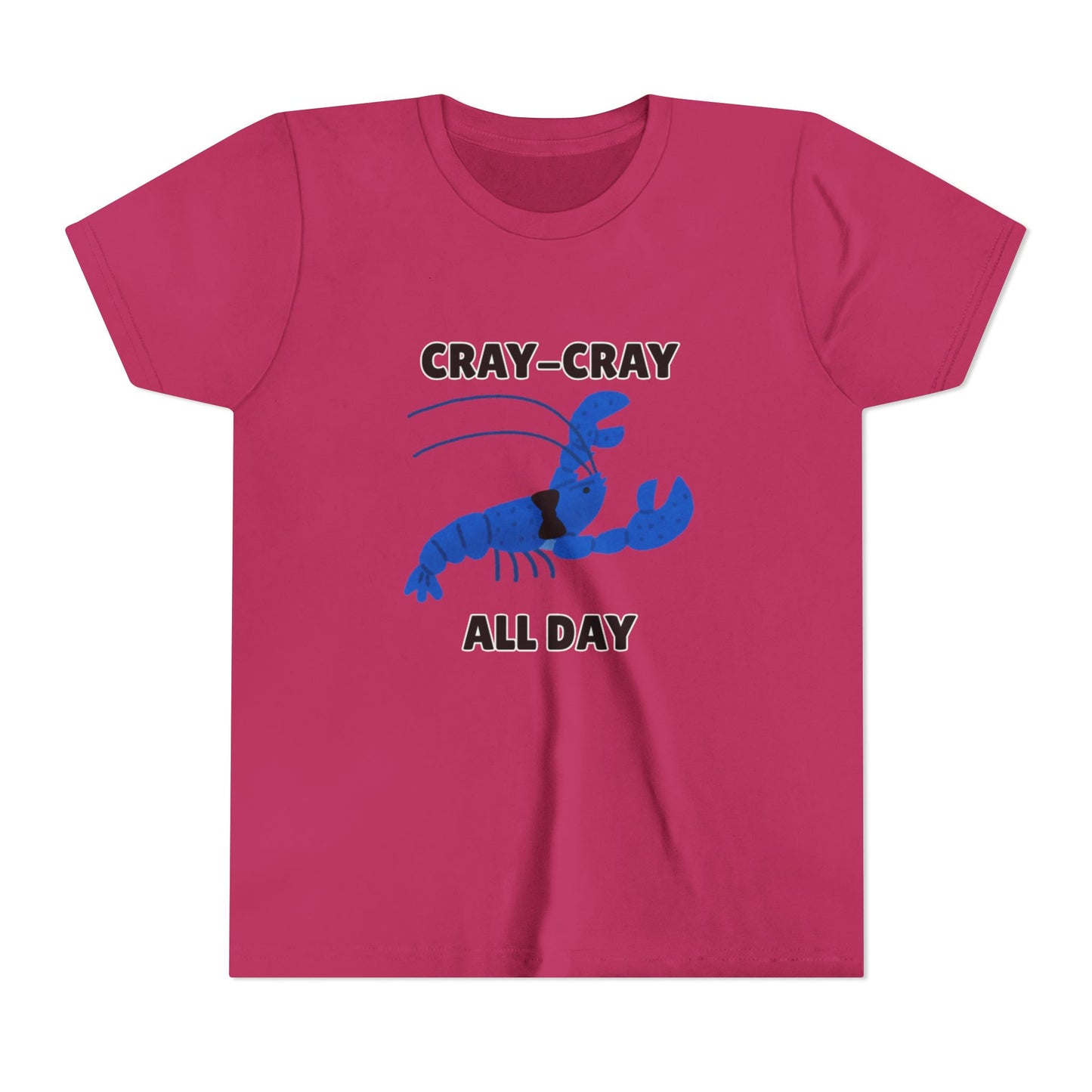 Crayfish Cray-Cray All Day Electric Mini Lobster Youth Tee, Fun Kids Shirt, Summer Outfit
