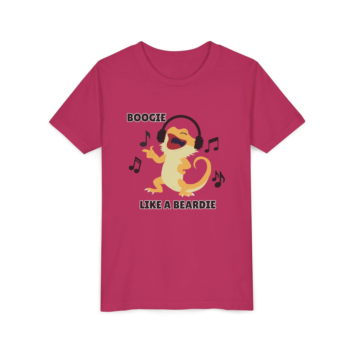 Boogie like a Beardie Bearded Dragon Youth Short Sleeve Tee with Fun Music Design, Kids Music Shirt, Casual Summer Top