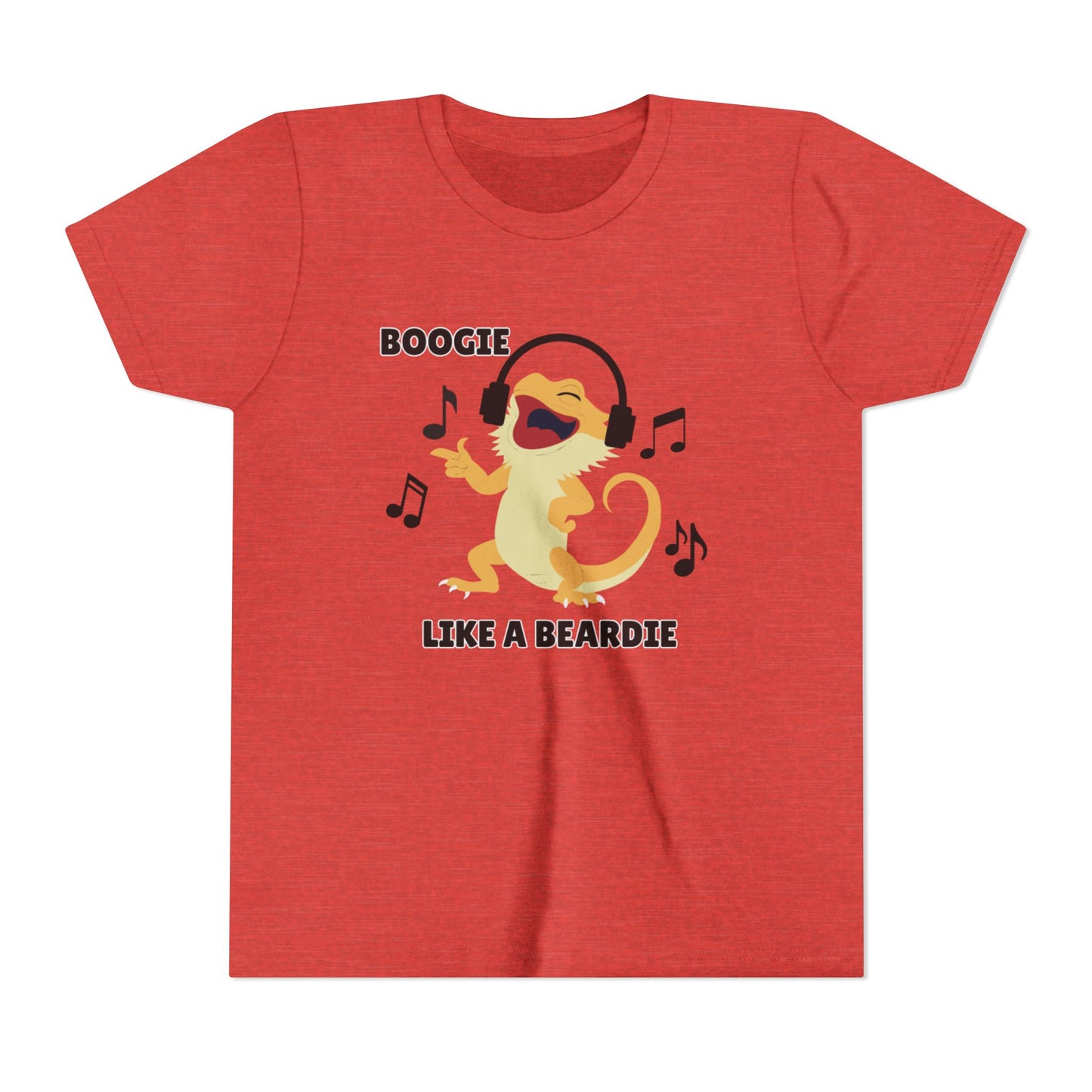 Boogie like a Beardie Bearded Dragon Youth Short Sleeve Tee with Fun Music Design, Kids Music Shirt, Casual Summer Top