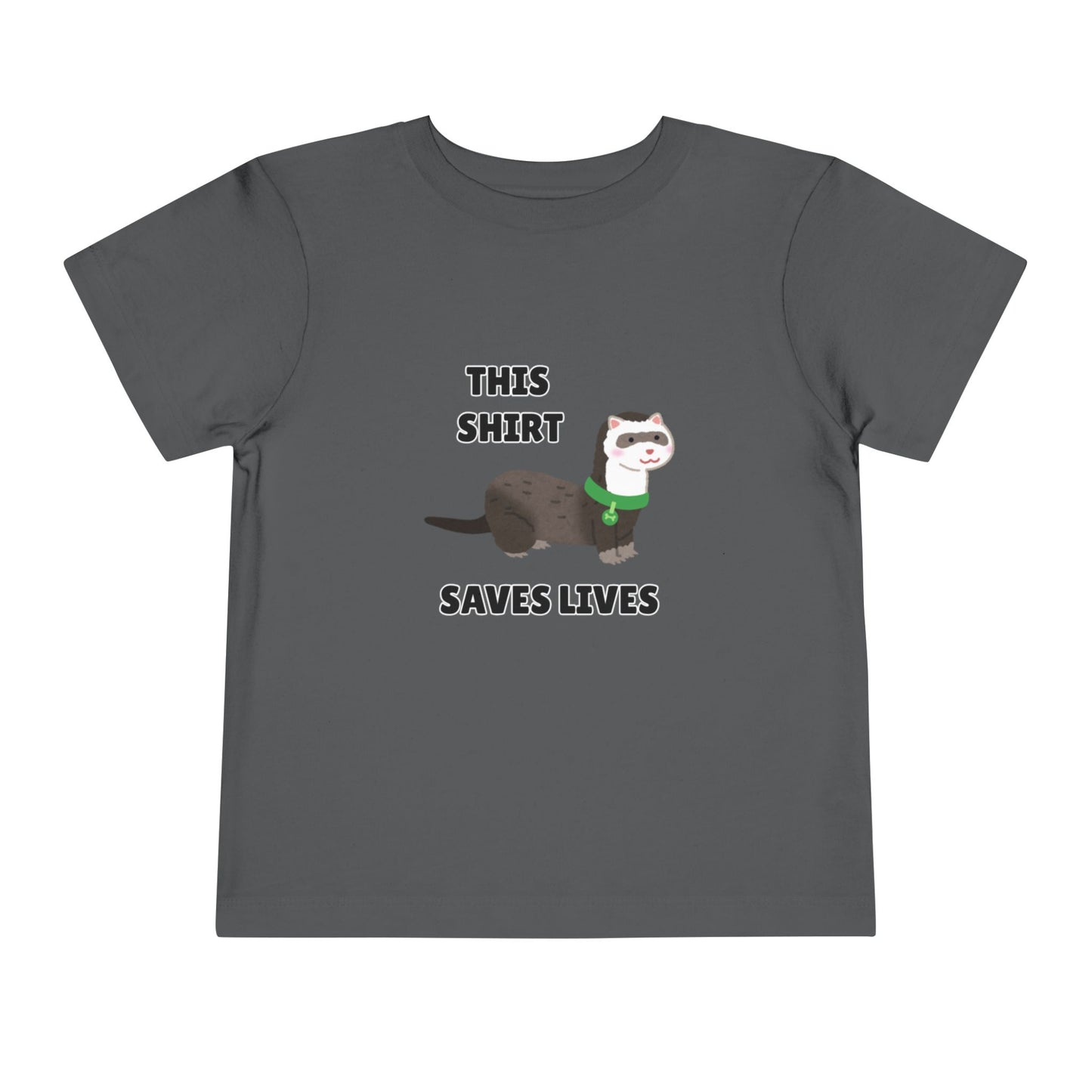 Toddler Sizes: This shirt Saves Lives Tee with Fun Ferret Design - Cute Short Sleeve Shirt, Animal Rescue, Animal Adoption, Kids Apparel, Gift for Animal Lovers, Playtime Wear