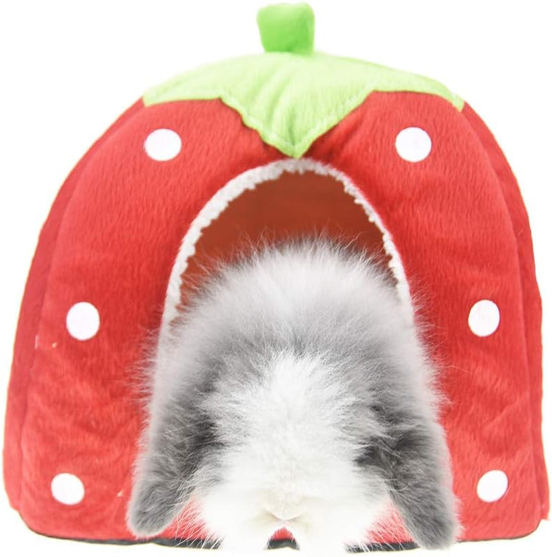Rabbit Guinea Pig Hamster House Bed Cute Small Animal Pet Winter Warm Squirrel Hedgehog Chinchilla House Cage Nest Hamster Accessories (9X9X10 Inch (Pack of 1), A-Red)
