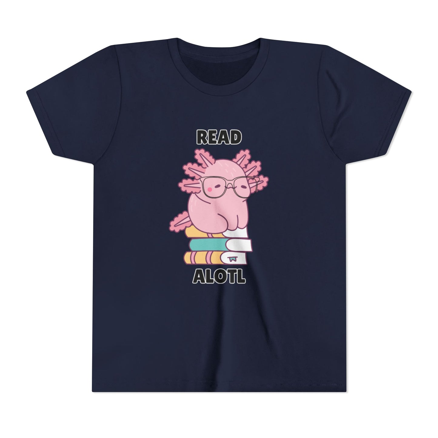 Youth Short Sleeve Tee Read Alotls Design - Fun Kids' Tee, Perfect for Book Lovers, Reading Theme, School Wear