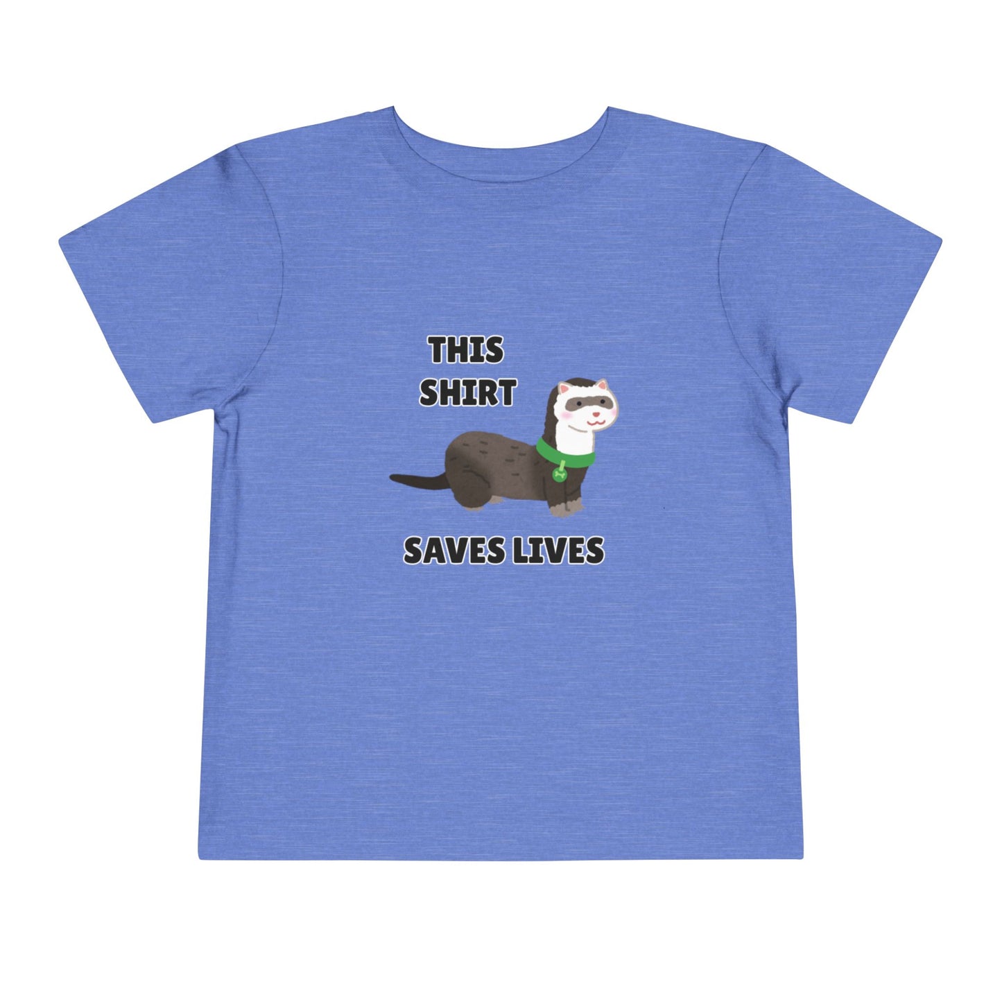 Toddler Sizes: This shirt Saves Lives Tee with Fun Ferret Design - Cute Short Sleeve Shirt, Animal Rescue, Animal Adoption, Kids Apparel, Gift for Animal Lovers, Playtime Wear