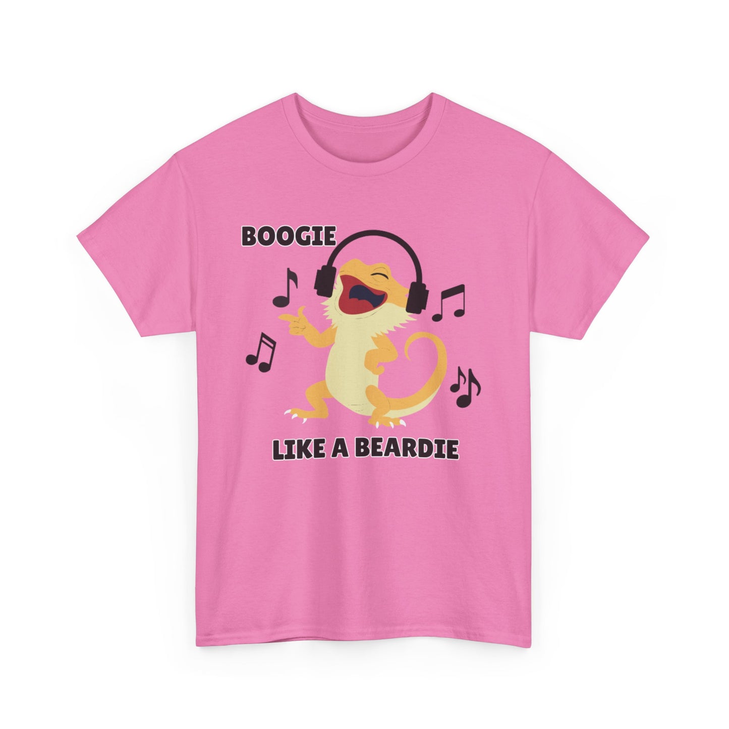 Adult Sizes: Boogie like a Beardie Bearded Dragon Unisex Heavy Cotton Tee with Fun Design - "Boogie Like a Beardie" Graphic, Music Lover Gift, Cute Shirt for Reptile Lovers