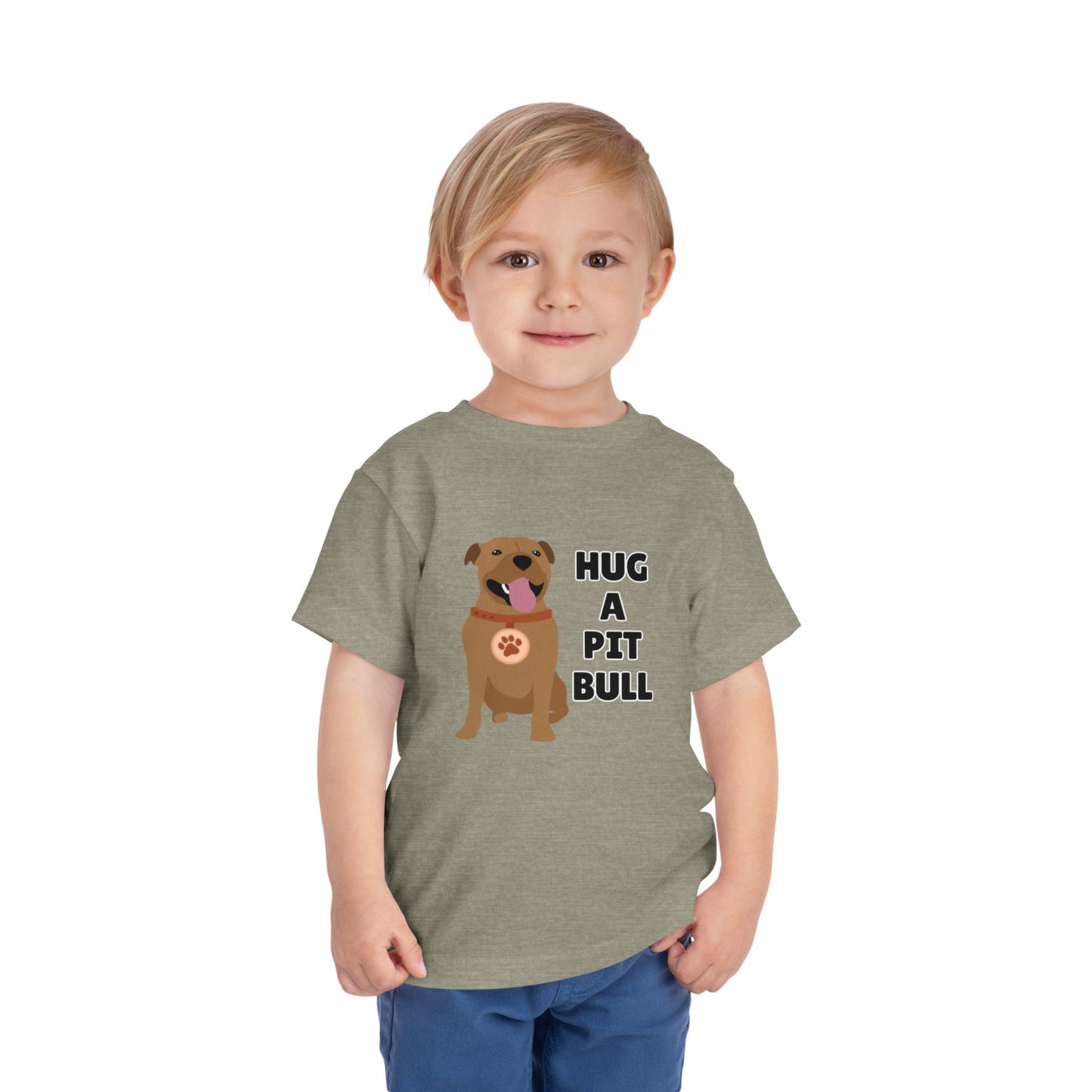Toddler Sizes: Hug a Pitbull, Animal Rescue, Animal Adoption, Pit Bull Love Tee - Cute Short Sleeve Shirt for Kids, Animal Lovers Gift, Dog Lover Apparel, Playful Toddler Outfit, Funny Pet Tee