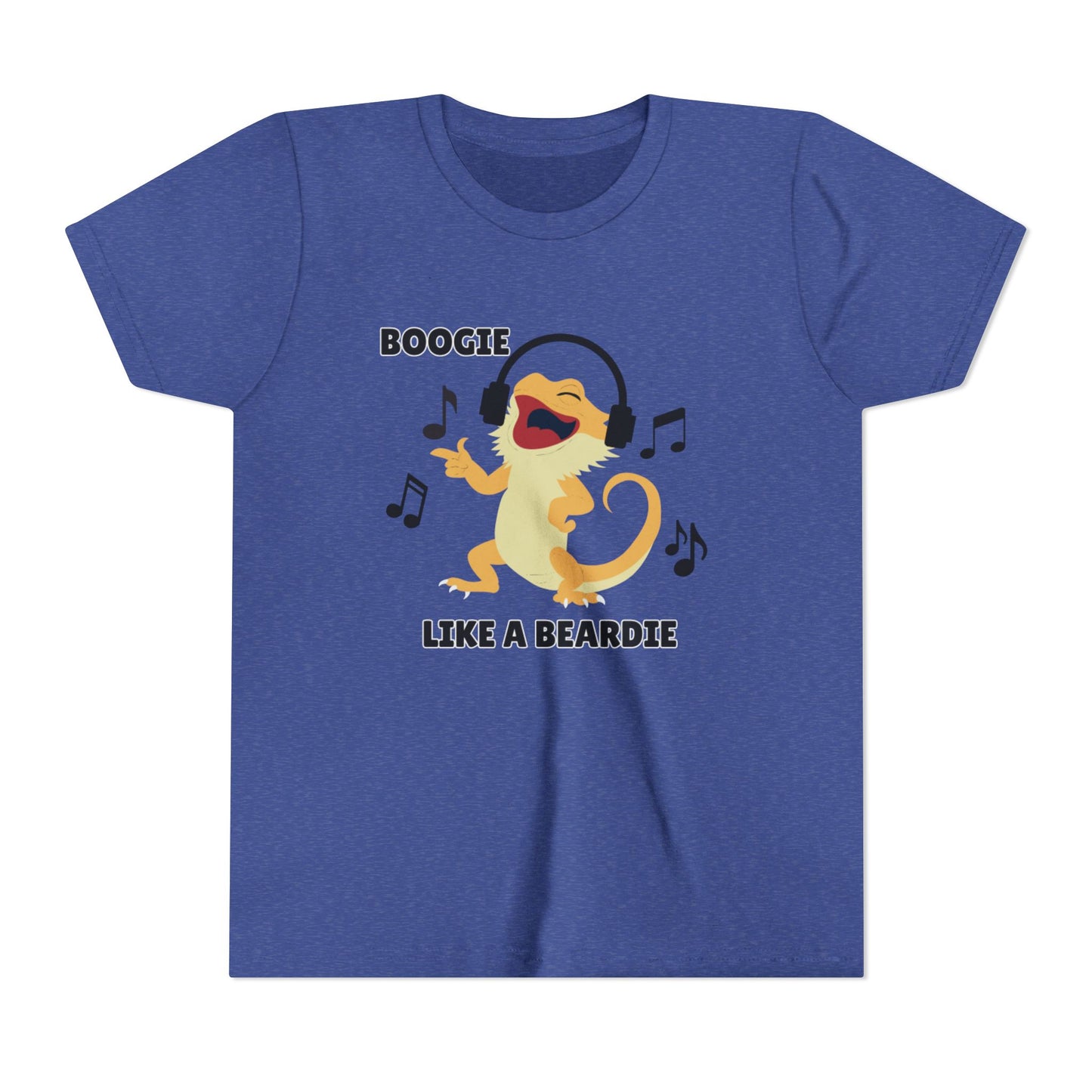 Boogie like a Beardie Bearded Dragon Youth Short Sleeve Tee with Fun Music Design, Kids Music Shirt, Casual Summer Top