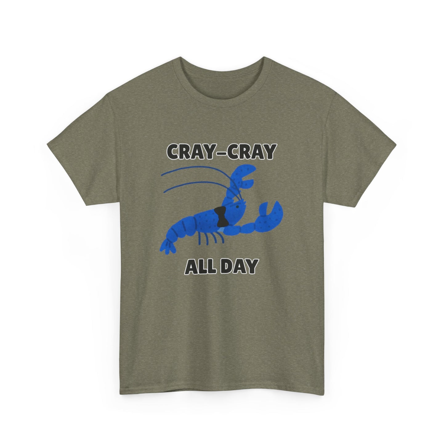 Adult Sizes: Cray Cray All Day Blue Crayfish Mini Lobster Lover's Cray-Cray Tee, Unisex Cotton T-Shirt, Funny Gift, Summer Apparel, Casual Wear, Funny Graphic Shirt