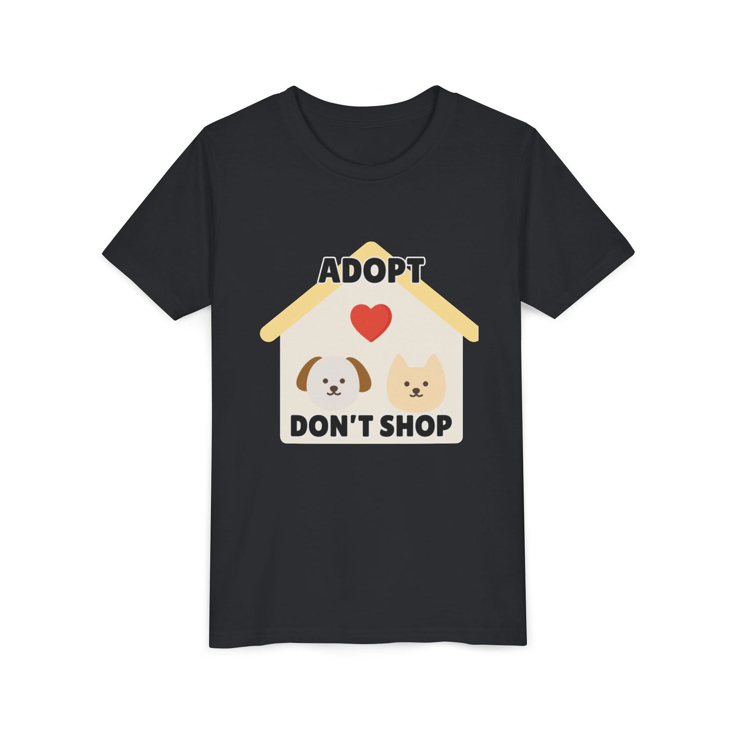 Adopt Don't Shop Youth Tee, Kid's Animal Love Shirt, Animal Rescue T-Shirt, Pet Adoption Awareness Tee, Gift for Dog and Cat Lovers