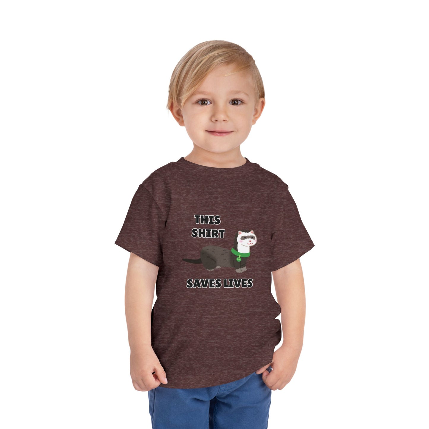 Toddler Sizes: This shirt Saves Lives Tee with Fun Ferret Design - Cute Short Sleeve Shirt, Animal Rescue, Animal Adoption, Kids Apparel, Gift for Animal Lovers, Playtime Wear