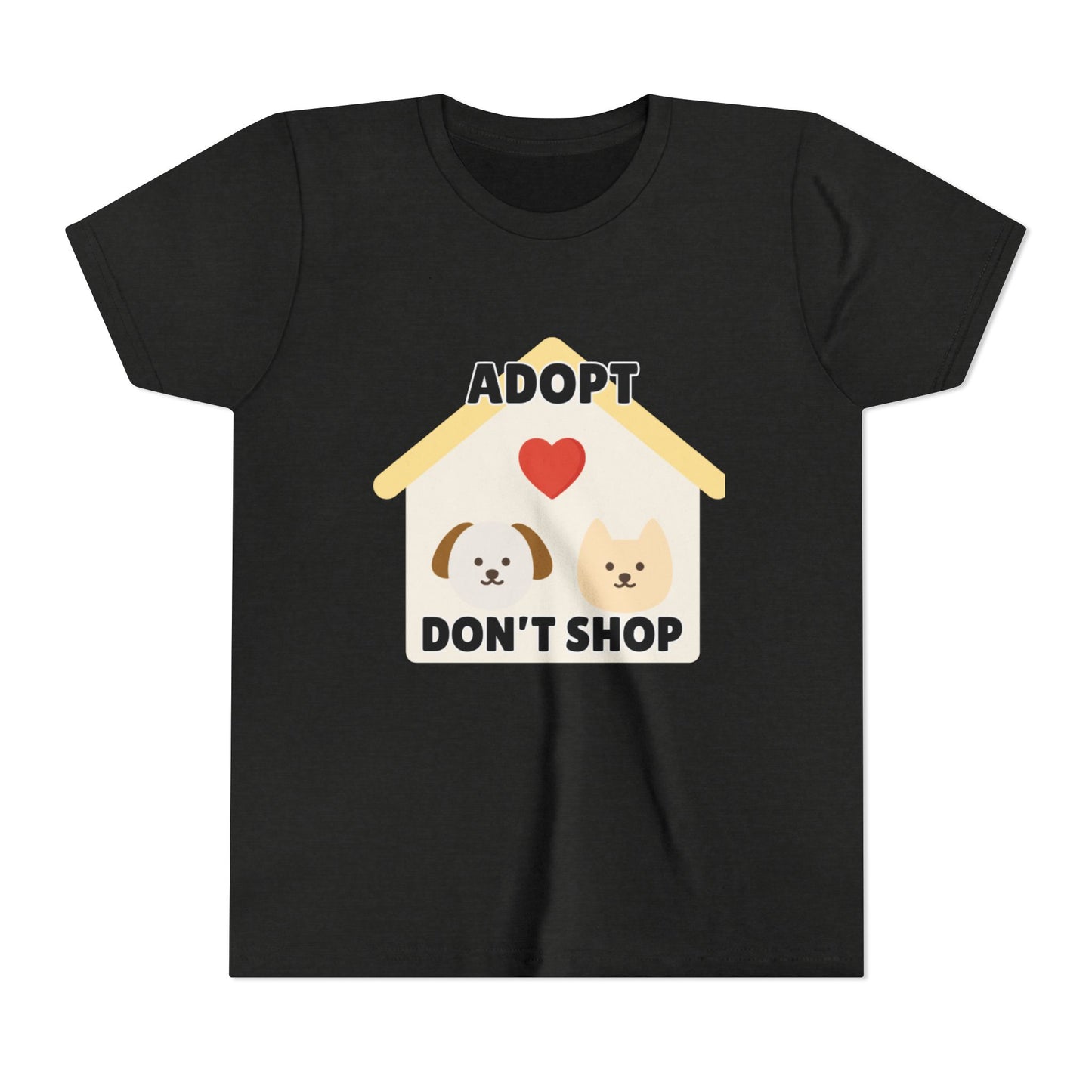 Adopt Don't Shop Youth Tee, Kid's Animal Love Shirt, Animal Rescue T-Shirt, Pet Adoption Awareness Tee, Gift for Dog and Cat Lovers