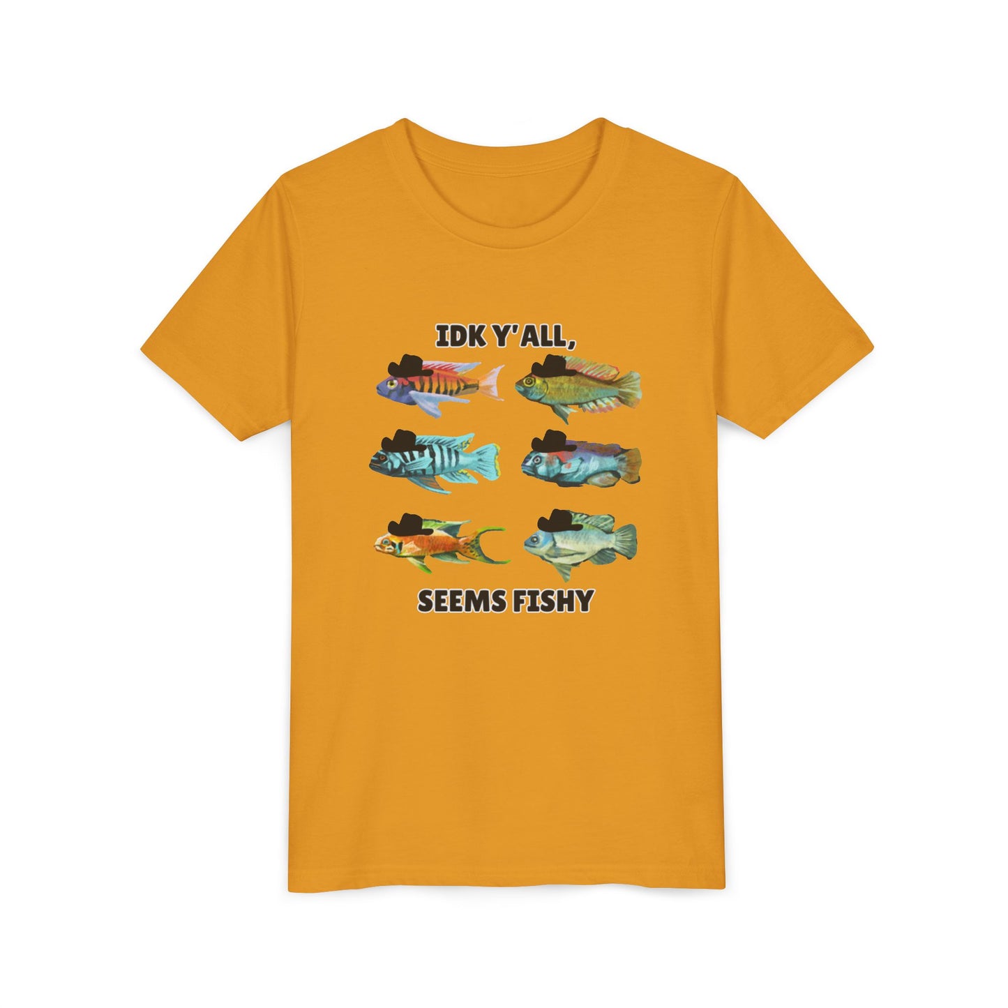 Youth Short Sleeve Tee - 'IDK Y'all, Seems Fishy' Funny Fishing Tee, Gift for Kids, Summer Outfit, Fishing