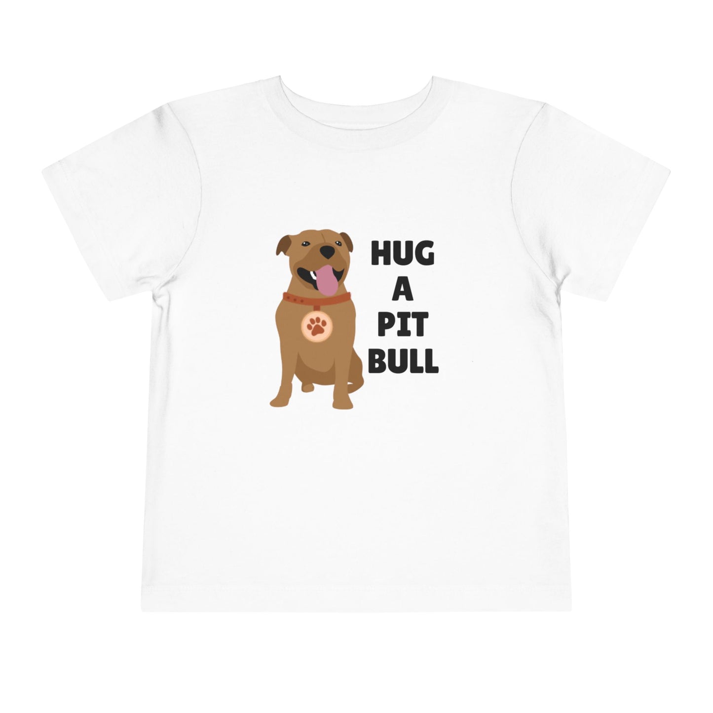 Toddler Sizes: Hug a Pitbull, Animal Rescue, Animal Adoption, Pit Bull Love Tee - Cute Short Sleeve Shirt for Kids, Animal Lovers Gift, Dog Lover Apparel, Playful Toddler Outfit, Funny Pet Tee