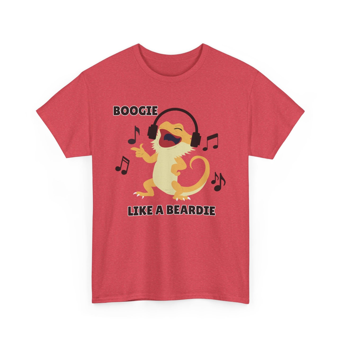 Adult Sizes: Boogie like a Beardie Bearded Dragon Unisex Heavy Cotton Tee with Fun Design - "Boogie Like a Beardie" Graphic, Music Lover Gift, Cute Shirt for Reptile Lovers