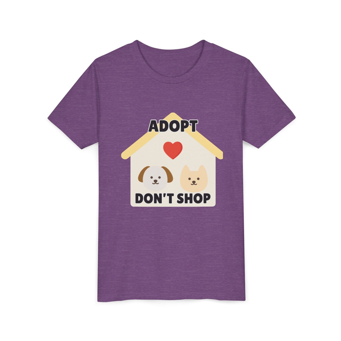 Adopt Don't Shop Youth Tee, Kid's Animal Love Shirt, Animal Rescue T-Shirt, Pet Adoption Awareness Tee, Gift for Dog and Cat Lovers