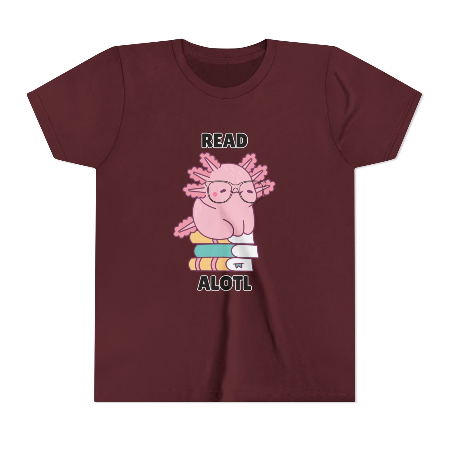 Youth Short Sleeve Tee Read Alotls Design - Fun Kids' Tee, Perfect for Book Lovers, Reading Theme, School Wear