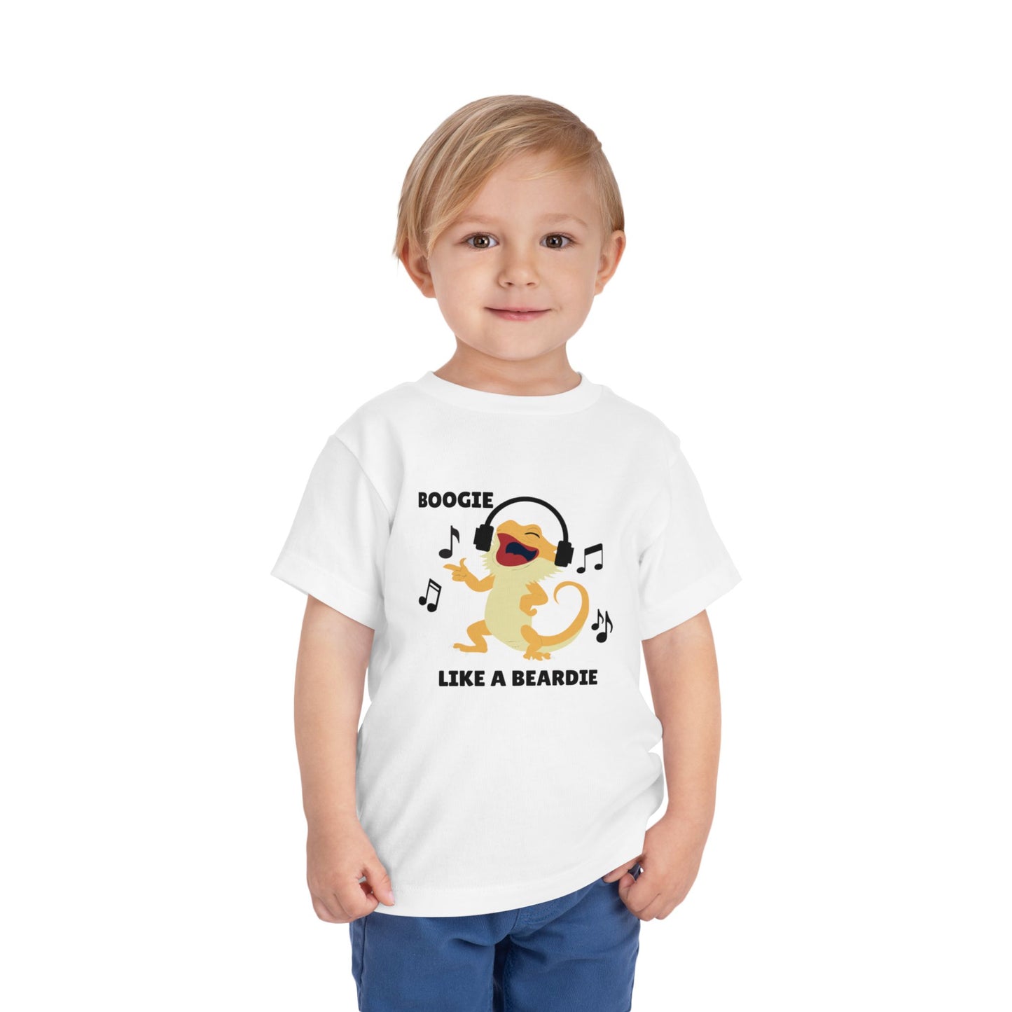 Toddler Sizes: Boogie like a Beardie Bearded Dragon Music Tee - Boogie Like A Beardie, Fun Kids T-Shirt, Playful Party Wear, Gift for Little Ones, Cute Summer Outfit