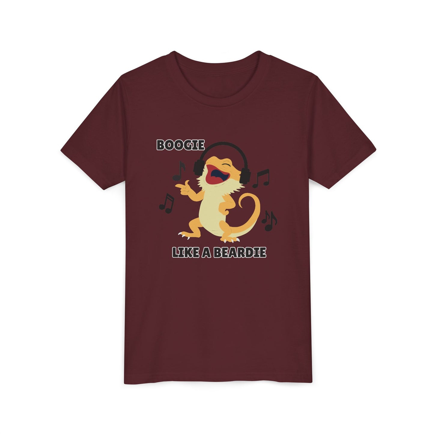 Boogie like a Beardie Bearded Dragon Youth Short Sleeve Tee with Fun Music Design, Kids Music Shirt, Casual Summer Top