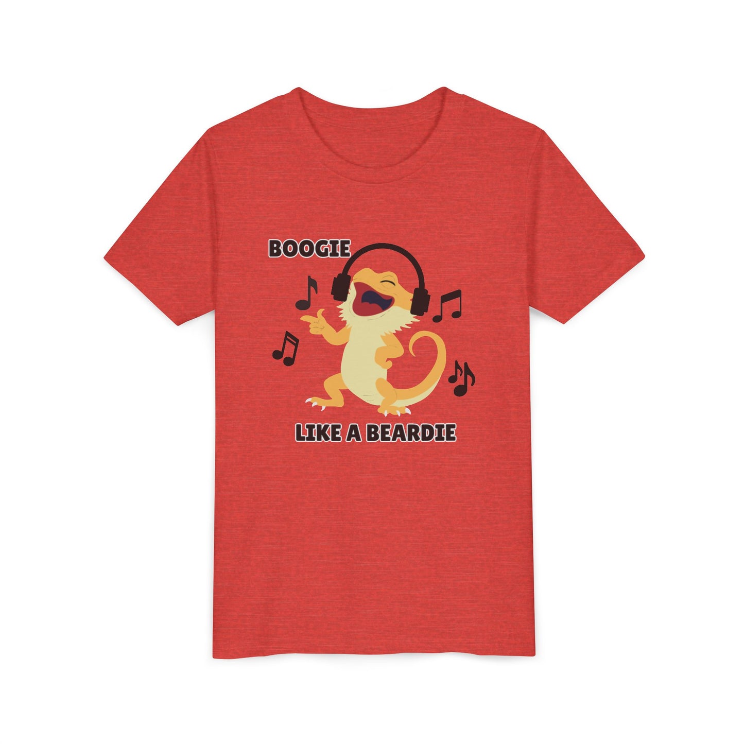 Boogie like a Beardie Bearded Dragon Youth Short Sleeve Tee with Fun Music Design, Kids Music Shirt, Casual Summer Top