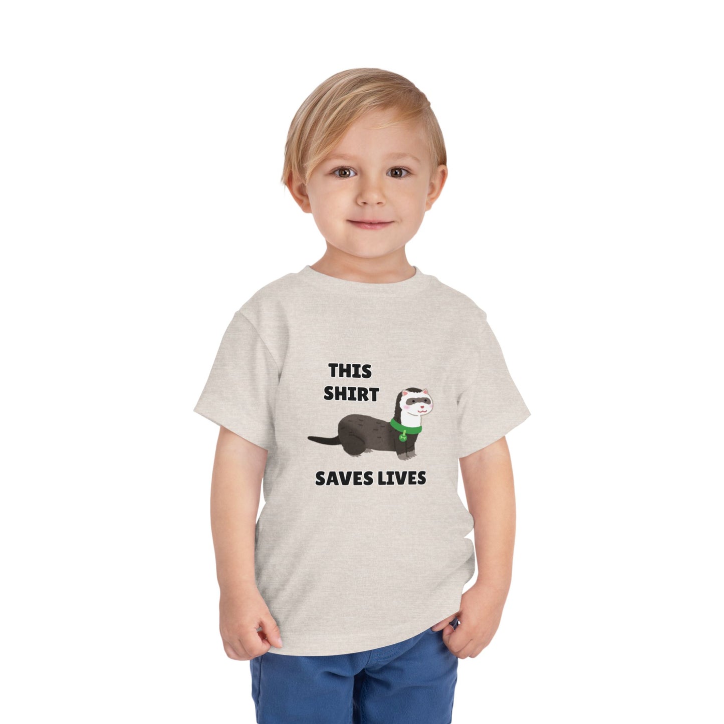 Toddler Sizes: This shirt Saves Lives Tee with Fun Ferret Design - Cute Short Sleeve Shirt, Animal Rescue, Animal Adoption, Kids Apparel, Gift for Animal Lovers, Playtime Wear