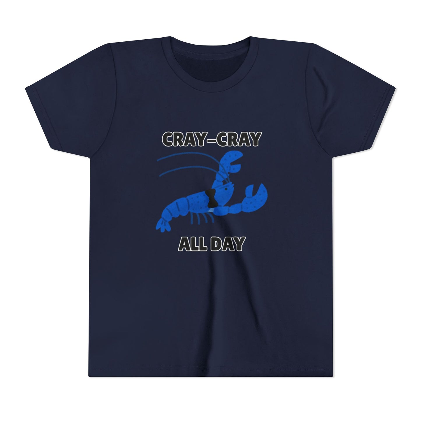 Crayfish Cray-Cray All Day Electric Mini Lobster Youth Tee, Fun Kids Shirt, Summer Outfit