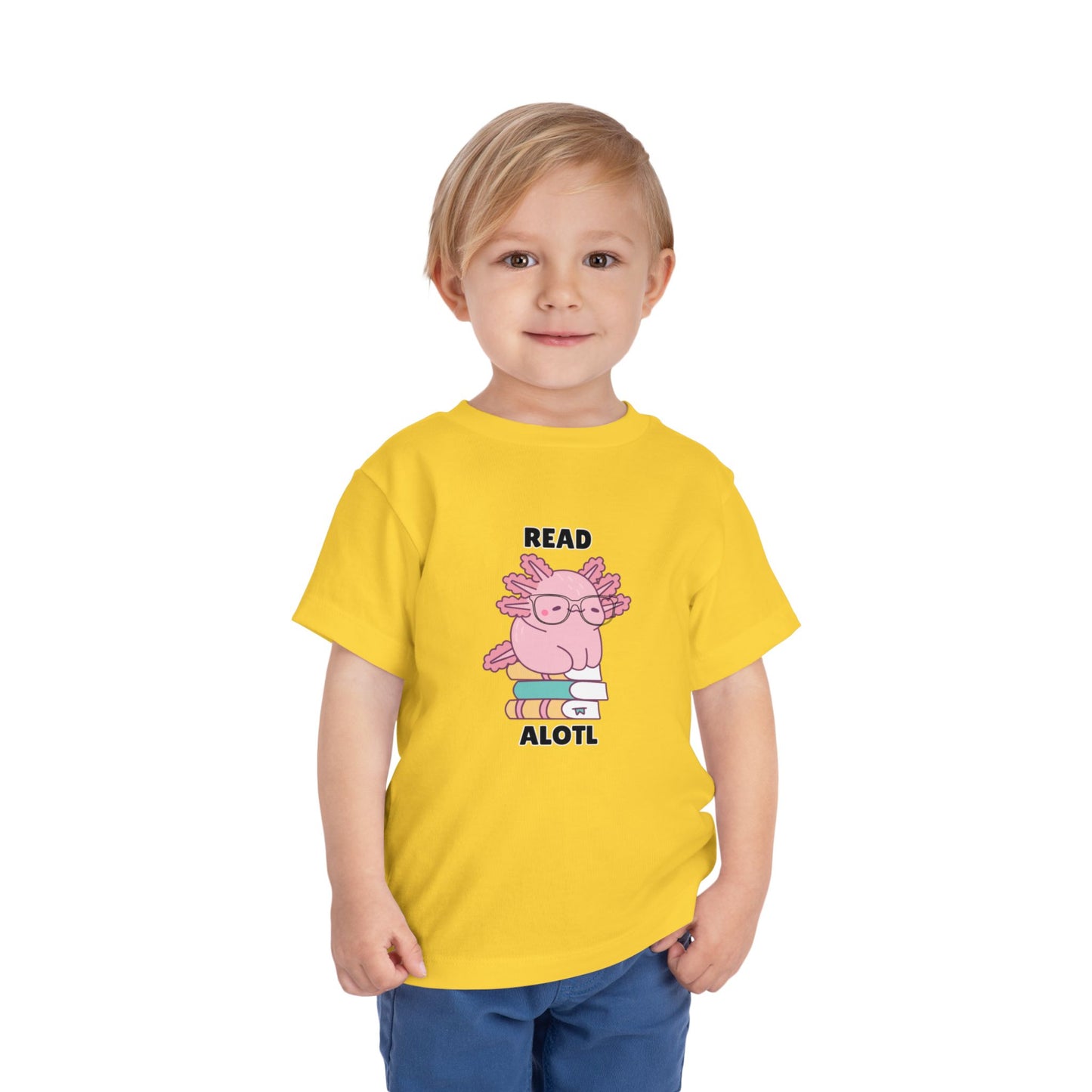 Toddler Sizes: Read Alotl Axolotl Cute Toddler Tee - "Read Alotl" Design, Kids' Short Sleeve T-Shirt, Gift for Book Lovers, Fun Reading Apparel, Toddler Gift Idea