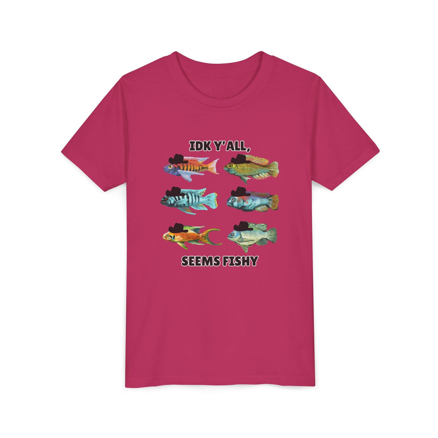 Youth Short Sleeve Tee - 'IDK Y'all, Seems Fishy' Funny Fishing Tee, Gift for Kids, Summer Outfit, Fishing