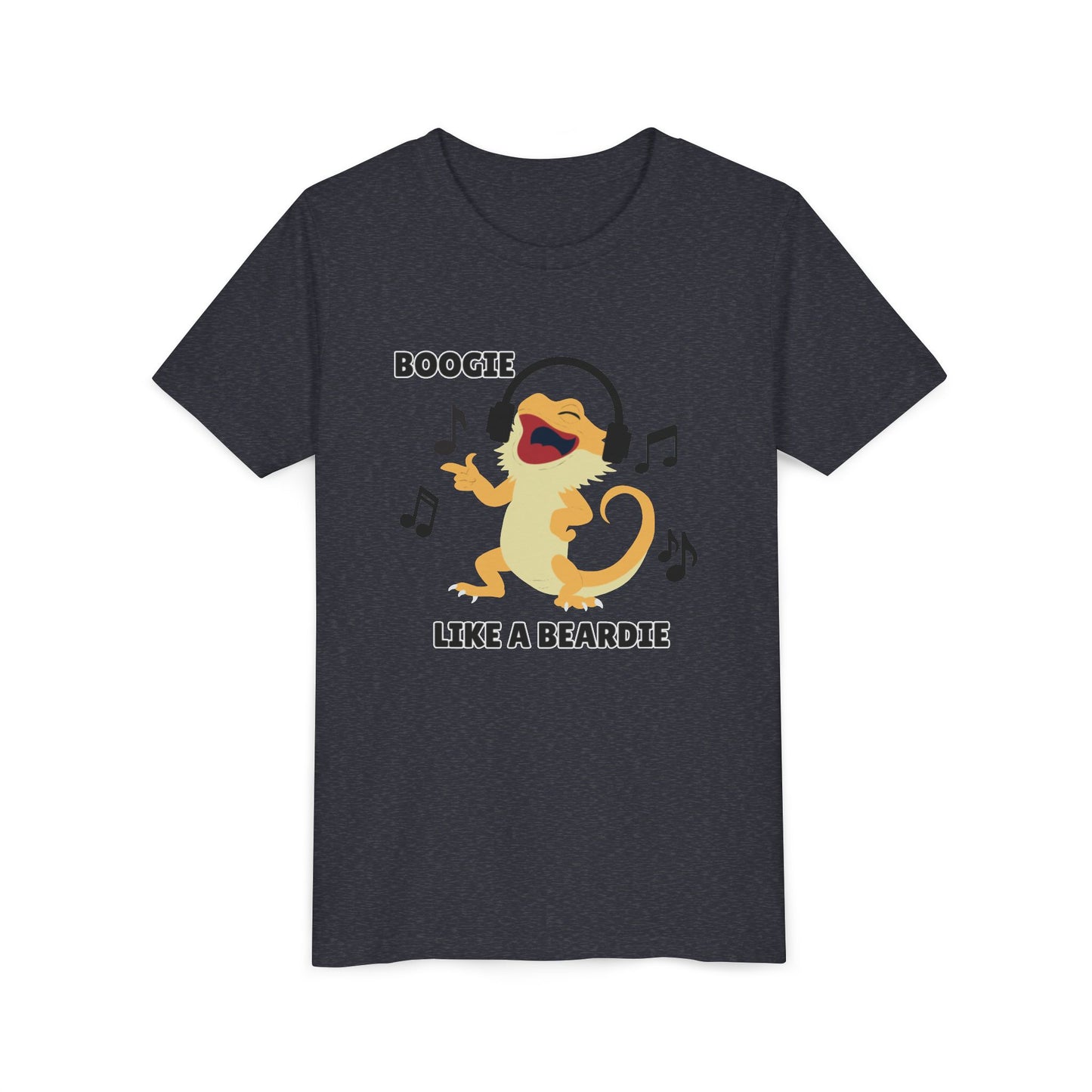 Boogie like a Beardie Bearded Dragon Youth Short Sleeve Tee with Fun Music Design, Kids Music Shirt, Casual Summer Top