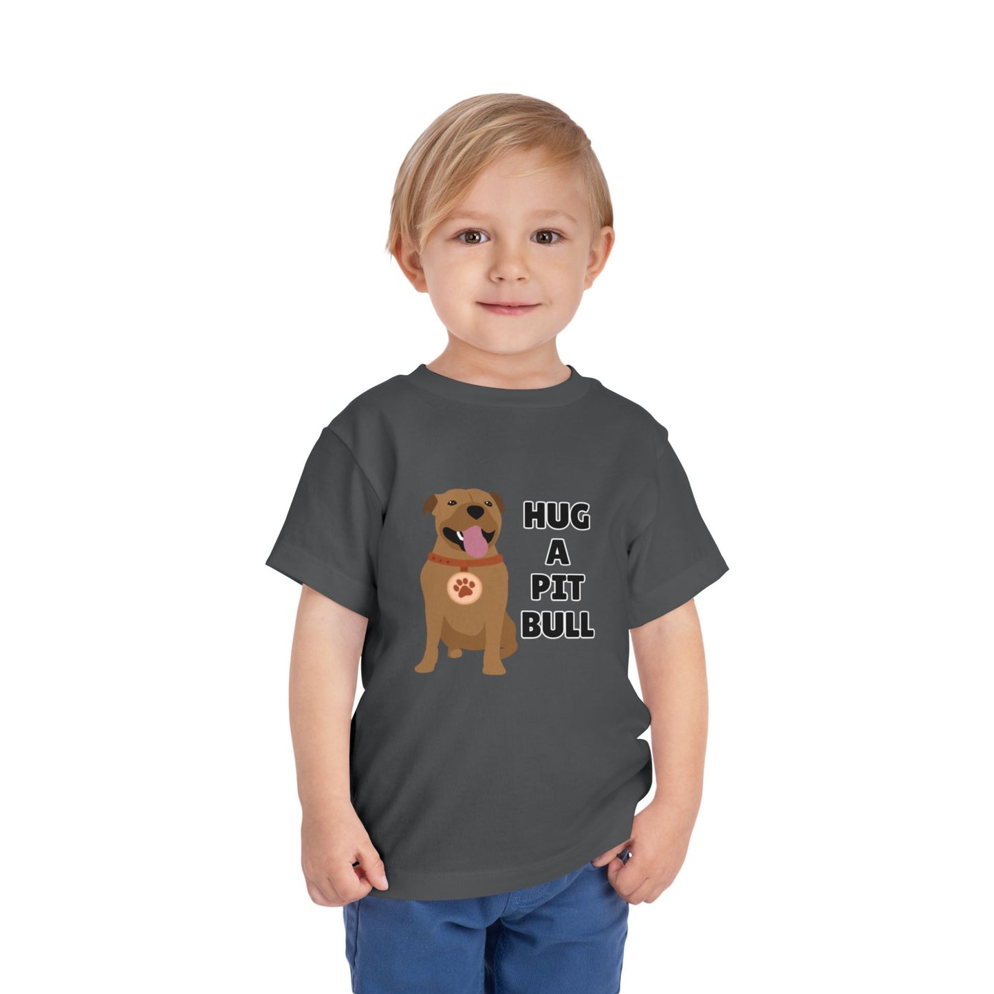 Toddler Sizes: Hug a Pitbull, Animal Rescue, Animal Adoption, Pit Bull Love Tee - Cute Short Sleeve Shirt for Kids, Animal Lovers Gift, Dog Lover Apparel, Playful Toddler Outfit, Funny Pet Tee