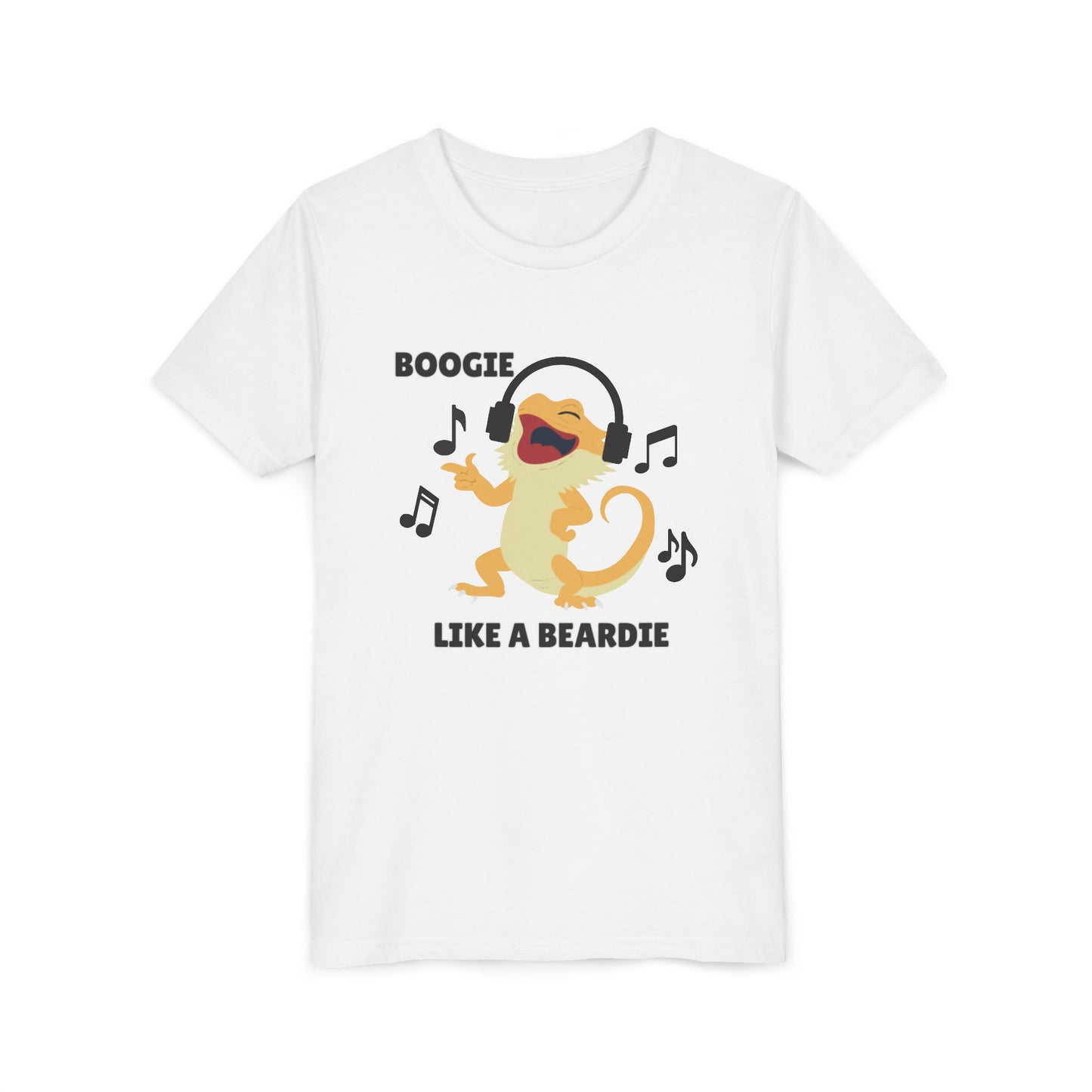 Boogie like a Beardie Bearded Dragon Youth Short Sleeve Tee with Fun Music Design, Kids Music Shirt, Casual Summer Top