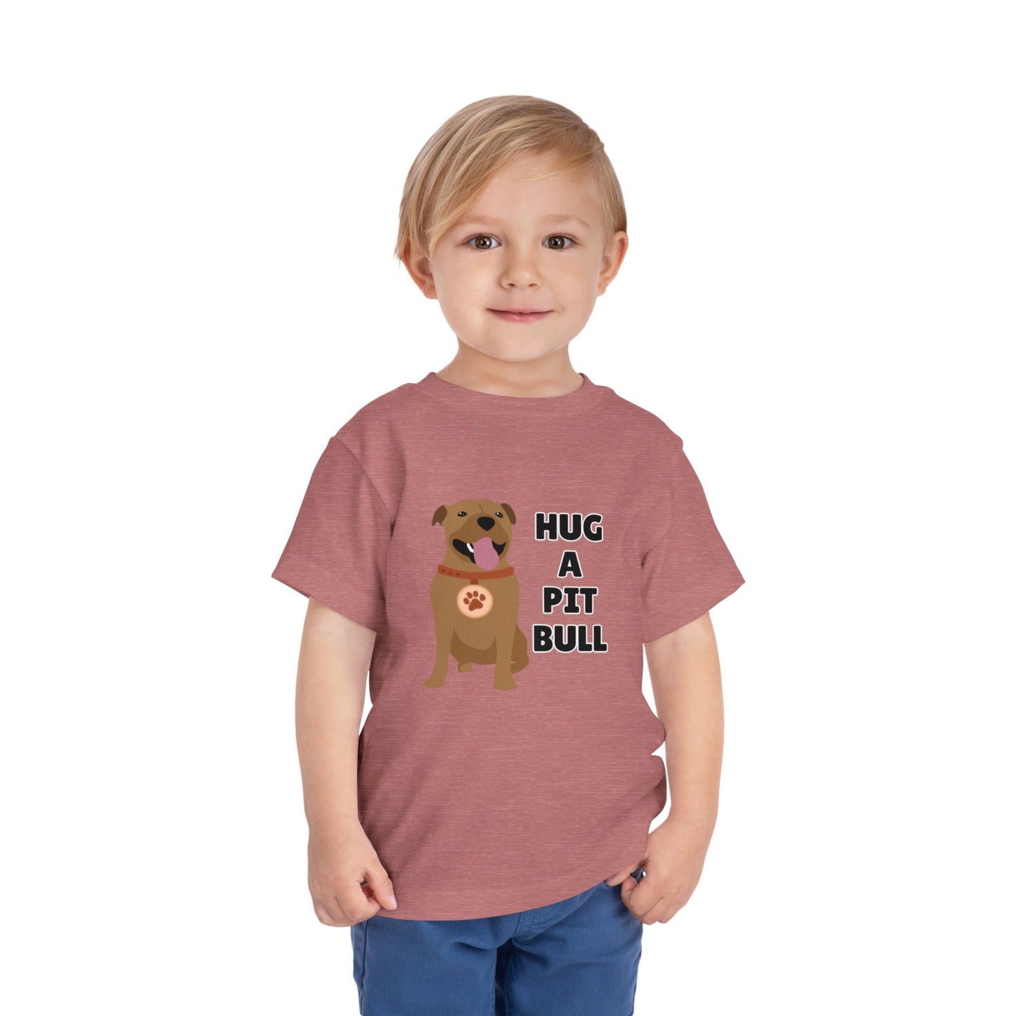 Toddler Sizes: Hug a Pitbull, Animal Rescue, Animal Adoption, Pit Bull Love Tee - Cute Short Sleeve Shirt for Kids, Animal Lovers Gift, Dog Lover Apparel, Playful Toddler Outfit, Funny Pet Tee