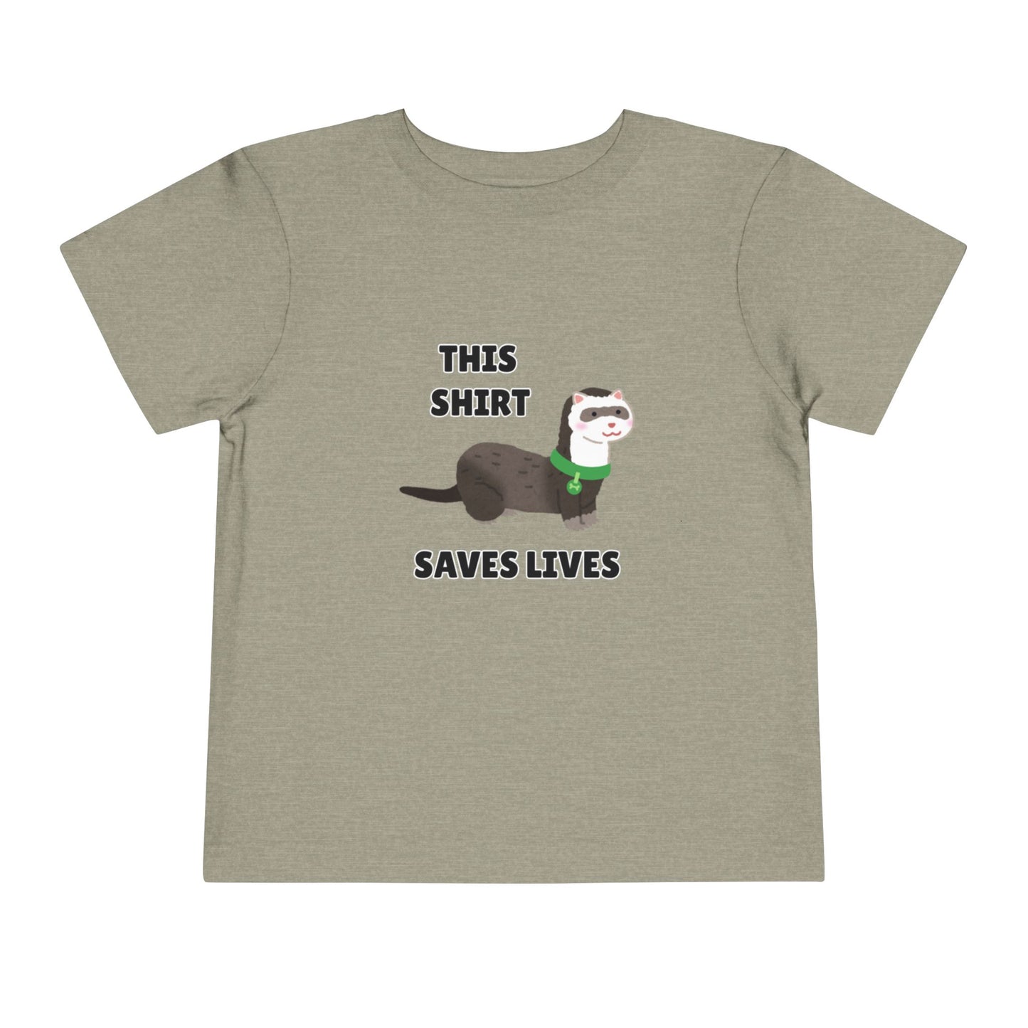 Toddler Sizes: This shirt Saves Lives Tee with Fun Ferret Design - Cute Short Sleeve Shirt, Animal Rescue, Animal Adoption, Kids Apparel, Gift for Animal Lovers, Playtime Wear