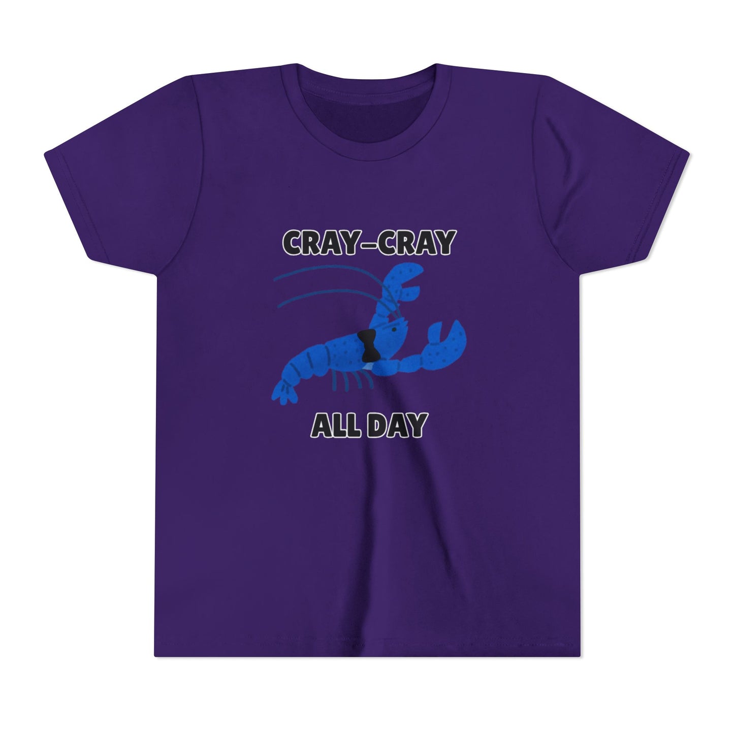 Crayfish Cray-Cray All Day Electric Mini Lobster Youth Tee, Fun Kids Shirt, Summer Outfit