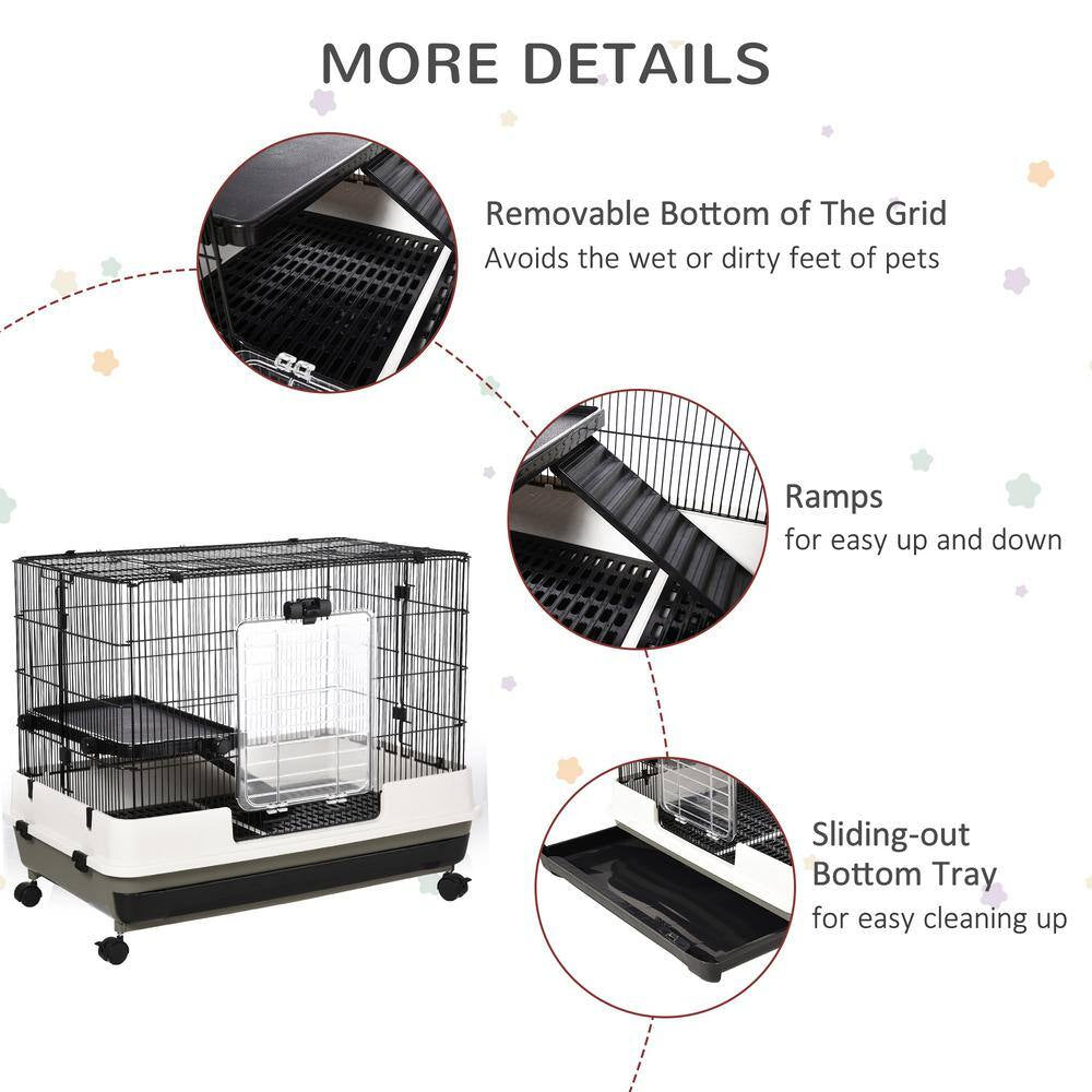 31.5 In. L X 20.75 in W X 26 In. H Rolling Small Animal Rabbit Cage for Bunny, Chinchillas and Gerbils