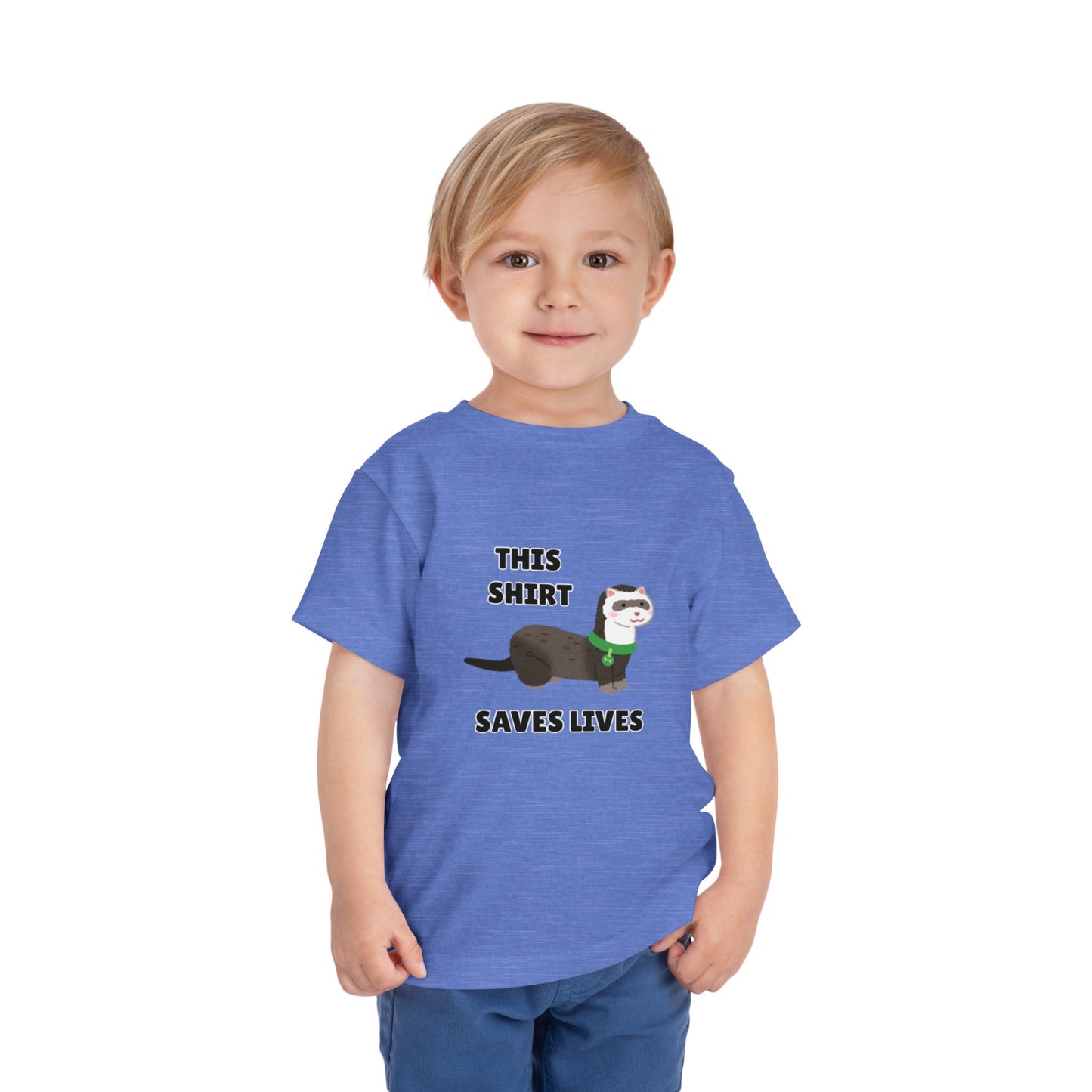 Toddler Sizes: This shirt Saves Lives Tee with Fun Ferret Design - Cute Short Sleeve Shirt, Animal Rescue, Animal Adoption, Kids Apparel, Gift for Animal Lovers, Playtime Wear
