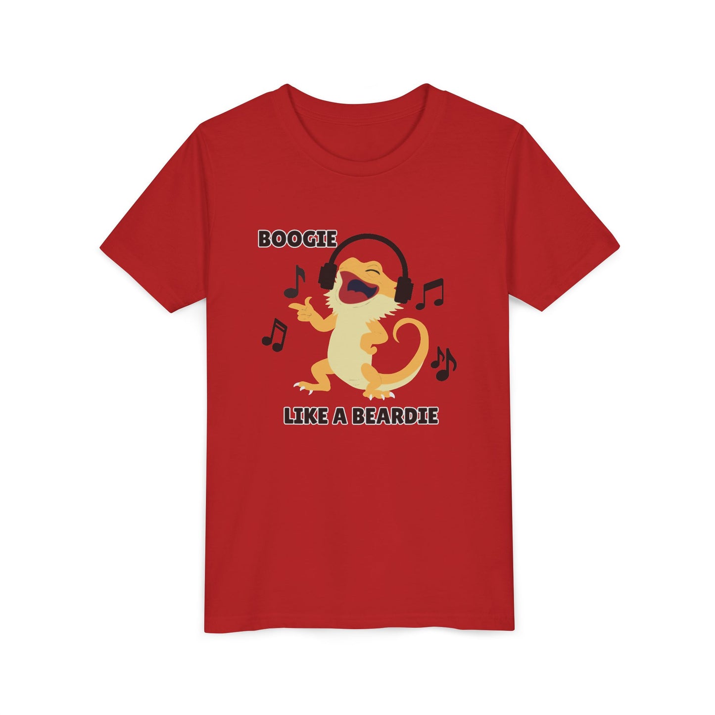 Boogie like a Beardie Bearded Dragon Youth Short Sleeve Tee with Fun Music Design, Kids Music Shirt, Casual Summer Top