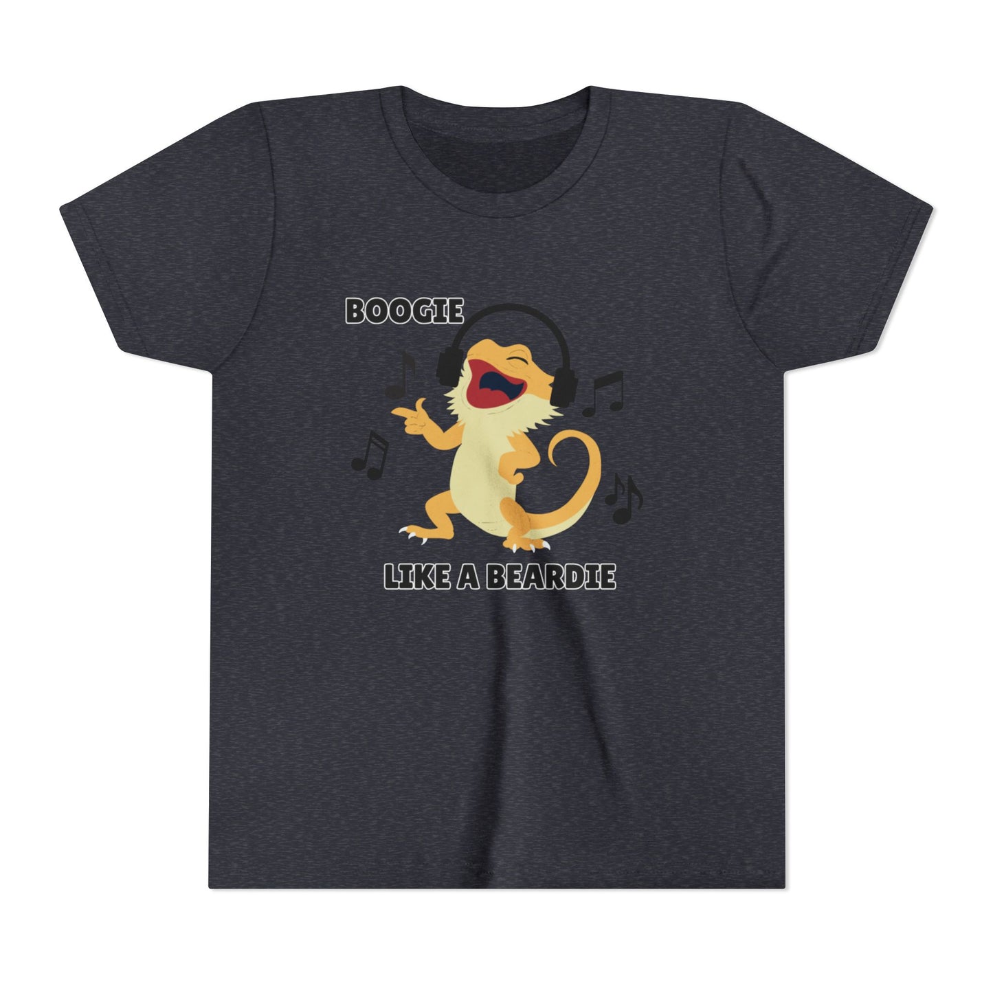 Boogie like a Beardie Bearded Dragon Youth Short Sleeve Tee with Fun Music Design, Kids Music Shirt, Casual Summer Top