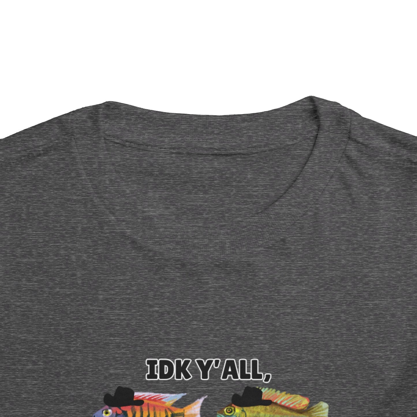 Toddler Sizes: IDK Y'all, Seems Fishy, Fish & Fishing Cowboy Hat Shirt, Short Sleeve Tee - 'IDK Y'all, Seems Fishy' Fun T-Shirt, Cute Kids Apparel, Summer Essentials