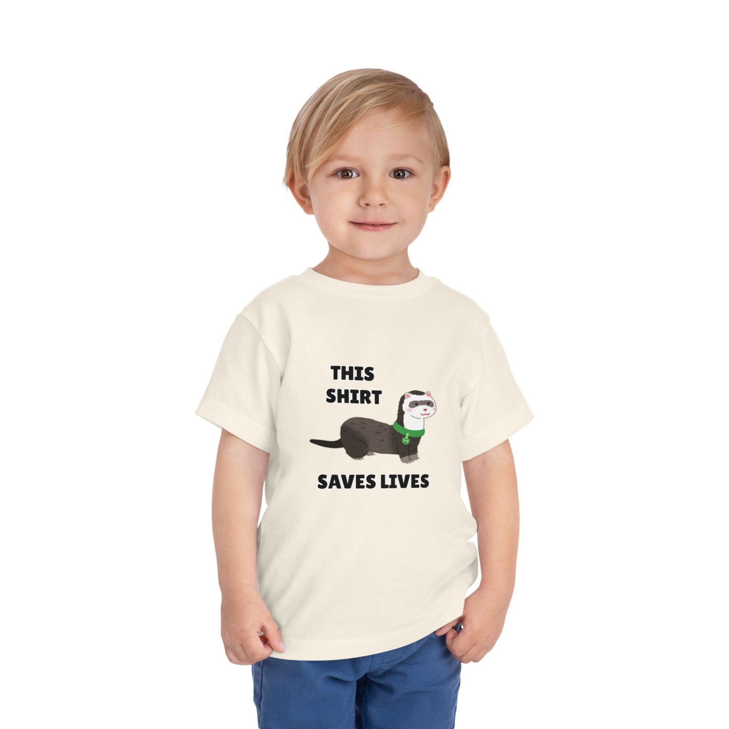 Toddler Sizes: This shirt Saves Lives Tee with Fun Ferret Design - Cute Short Sleeve Shirt, Animal Rescue, Animal Adoption, Kids Apparel, Gift for Animal Lovers, Playtime Wear