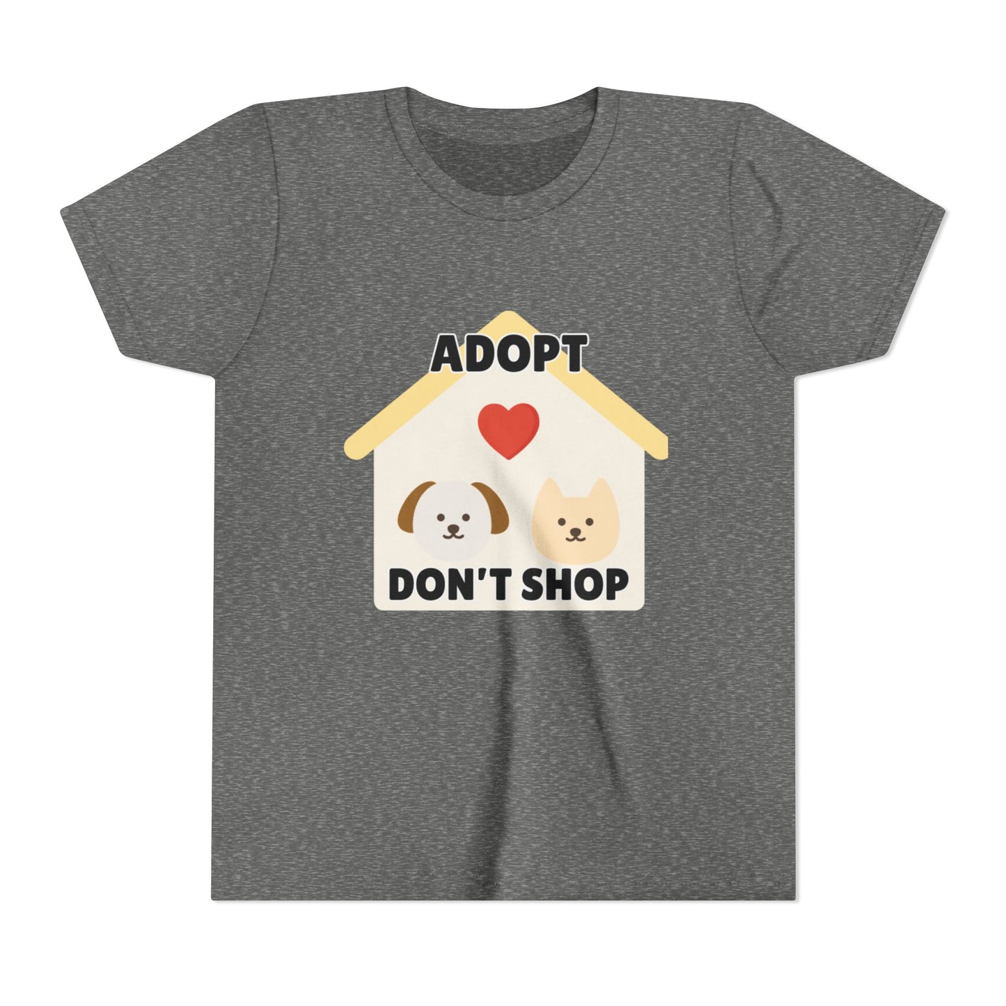 Adopt Don't Shop Youth Tee, Kid's Animal Love Shirt, Animal Rescue T-Shirt, Pet Adoption Awareness Tee, Gift for Dog and Cat Lovers