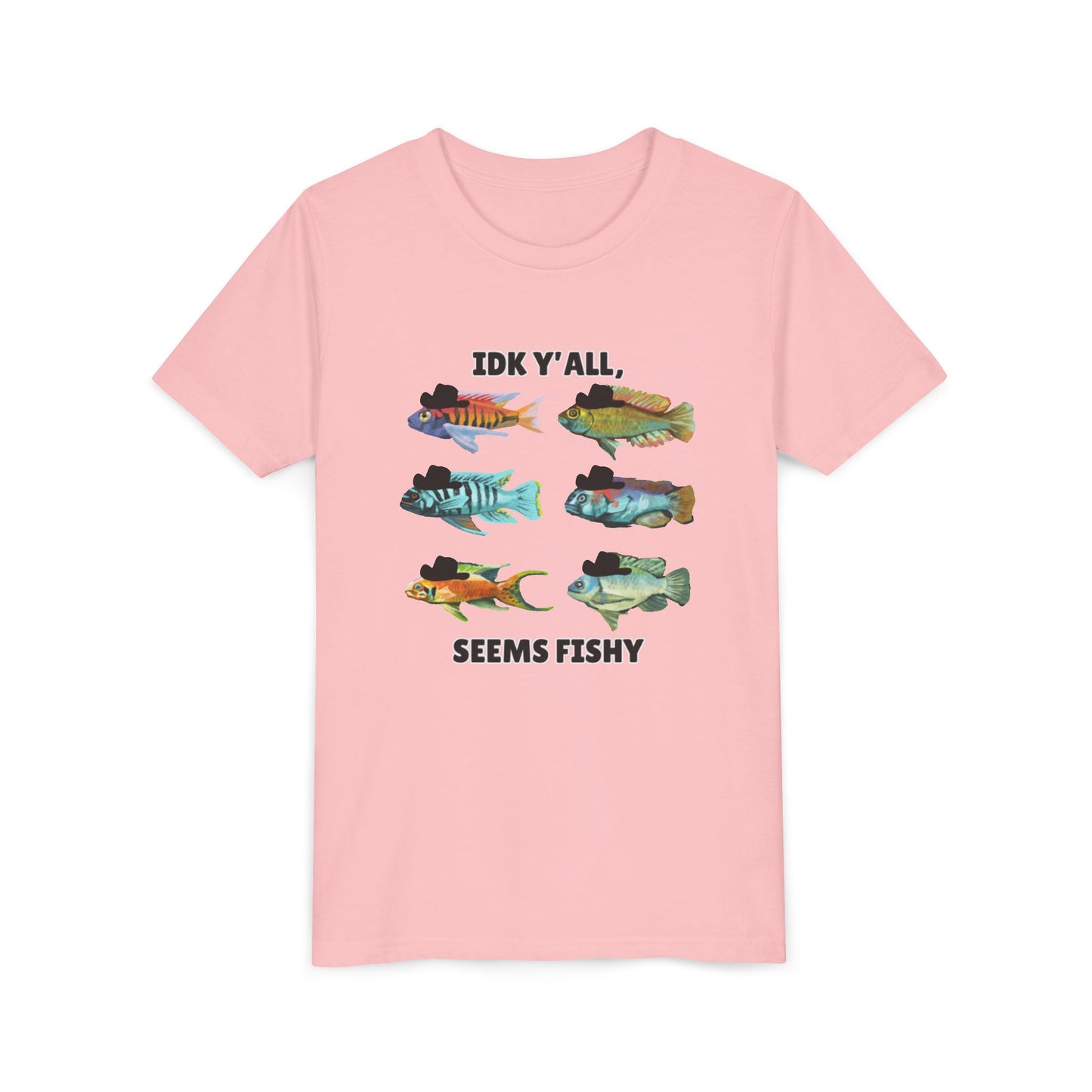 Youth Short Sleeve Tee - 'IDK Y'all, Seems Fishy' Funny Fishing Tee, Gift for Kids, Summer Outfit, Fishing