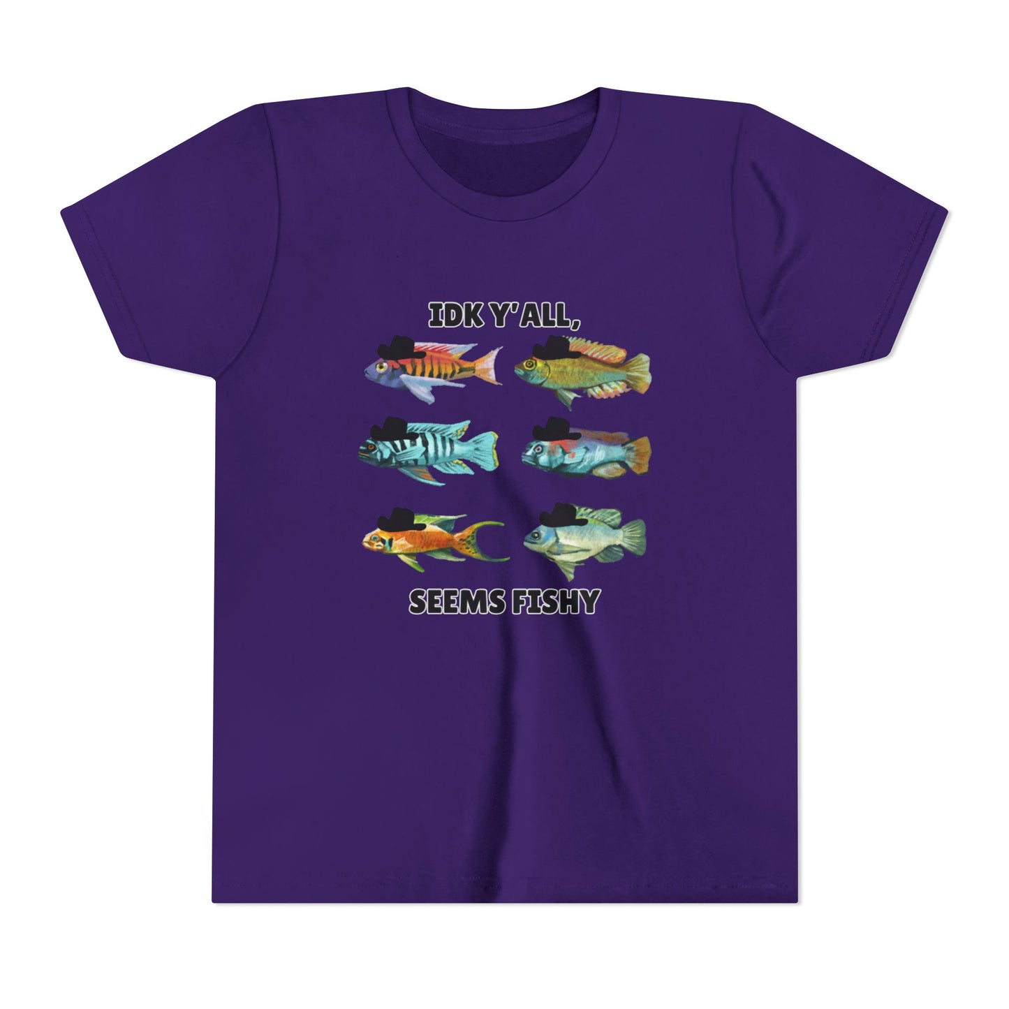 Youth Short Sleeve Tee - 'IDK Y'all, Seems Fishy' Funny Fishing Tee, Gift for Kids, Summer Outfit, Fishing