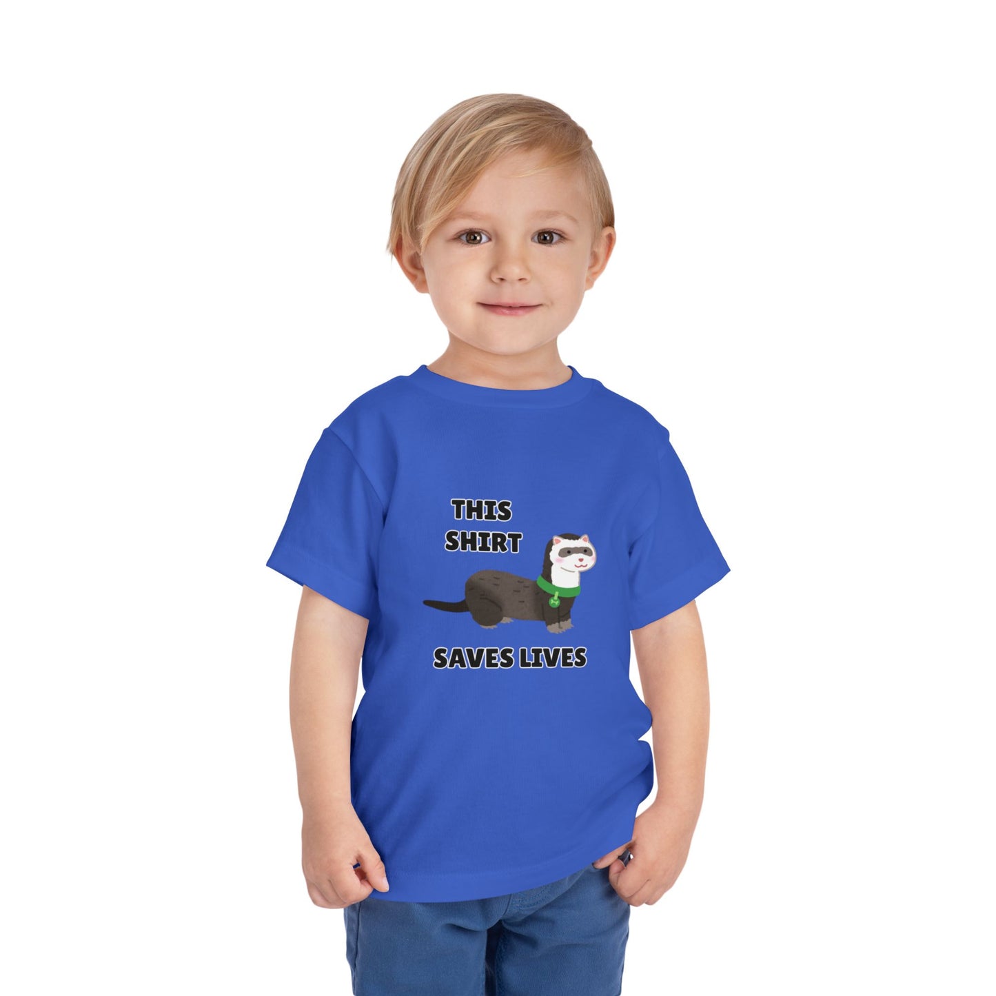 Toddler Sizes: This shirt Saves Lives Tee with Fun Ferret Design - Cute Short Sleeve Shirt, Animal Rescue, Animal Adoption, Kids Apparel, Gift for Animal Lovers, Playtime Wear